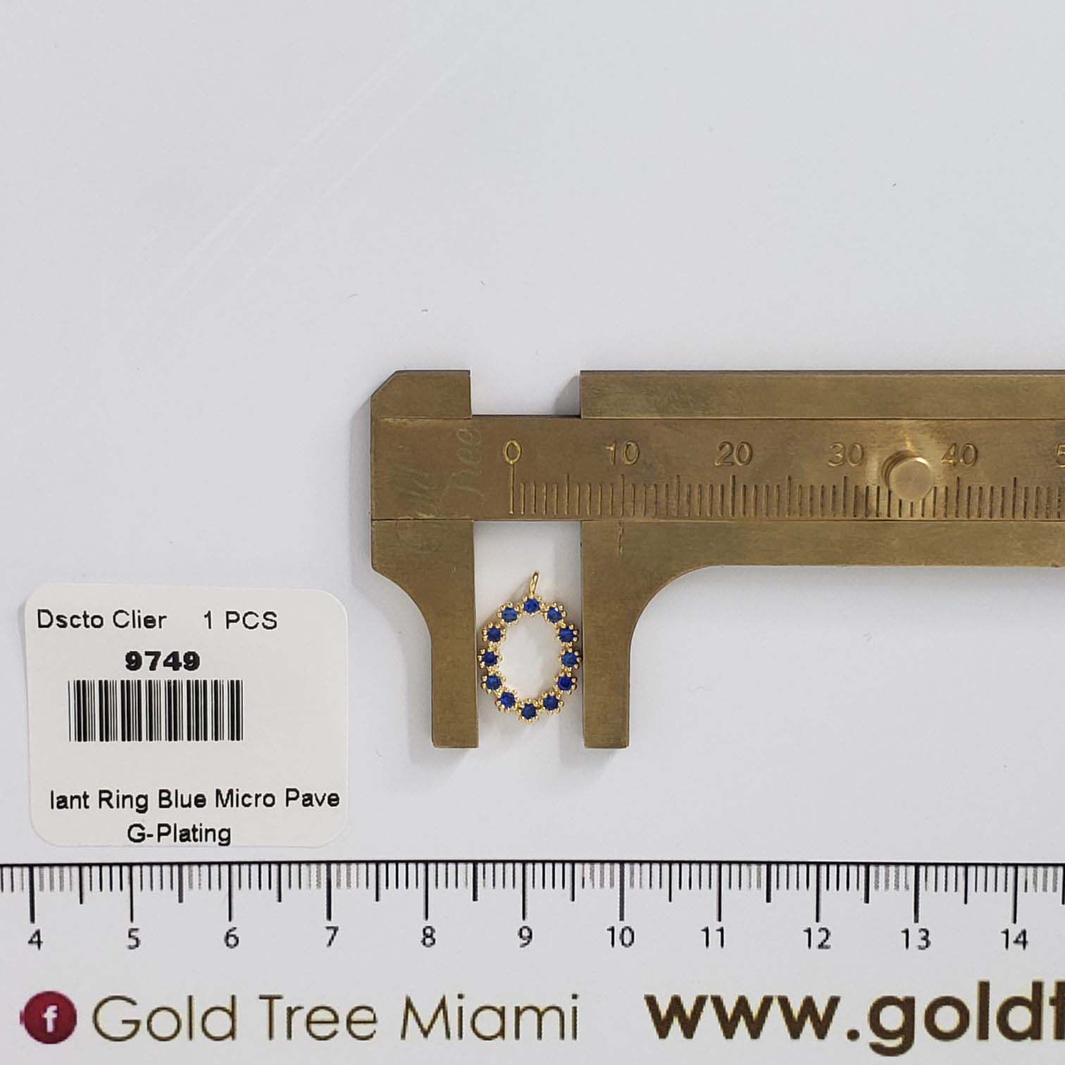 9749 Blue Micropave Ring Pendant