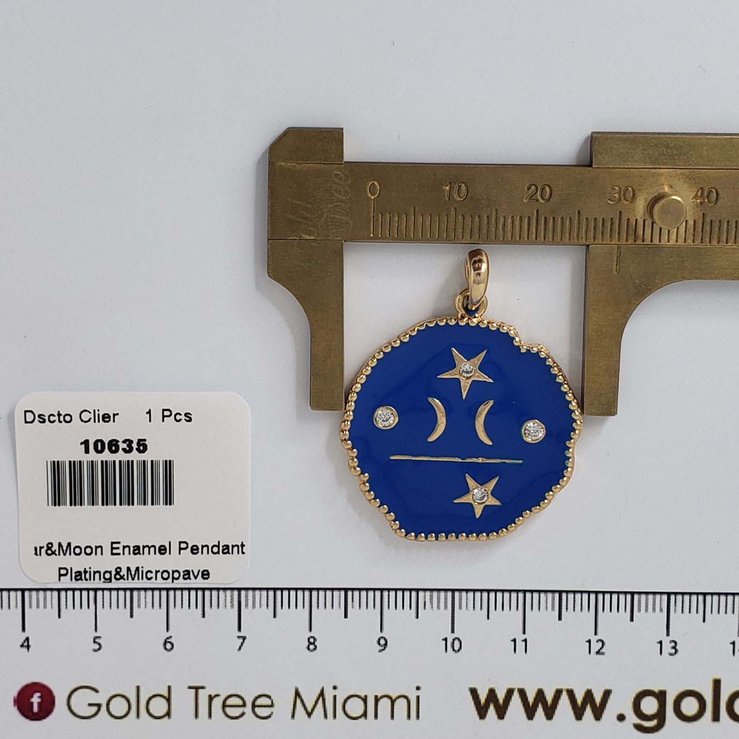 10635 Blue Star & Moon Enamel Pendant