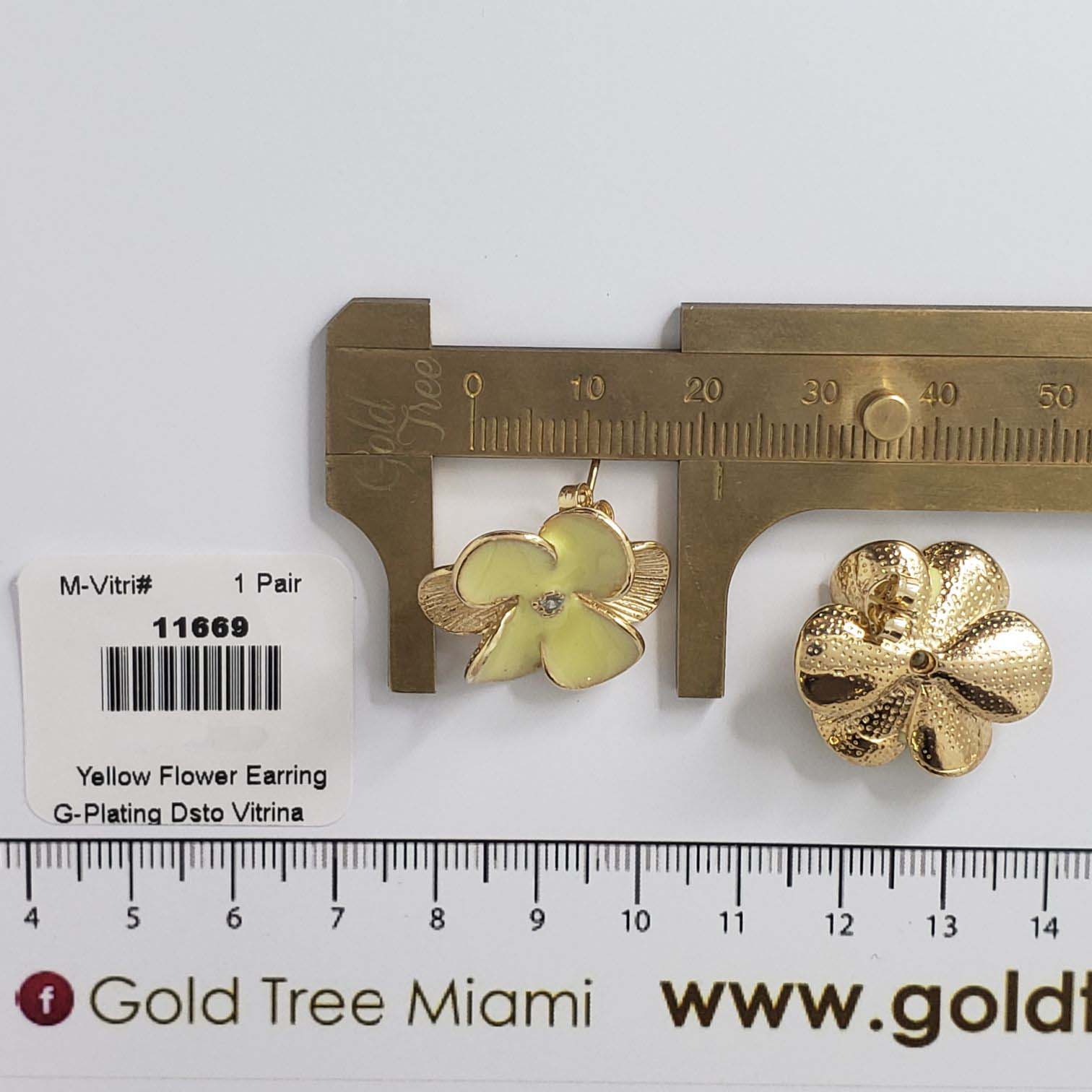 11669 Enameled Yellow Flower Earring