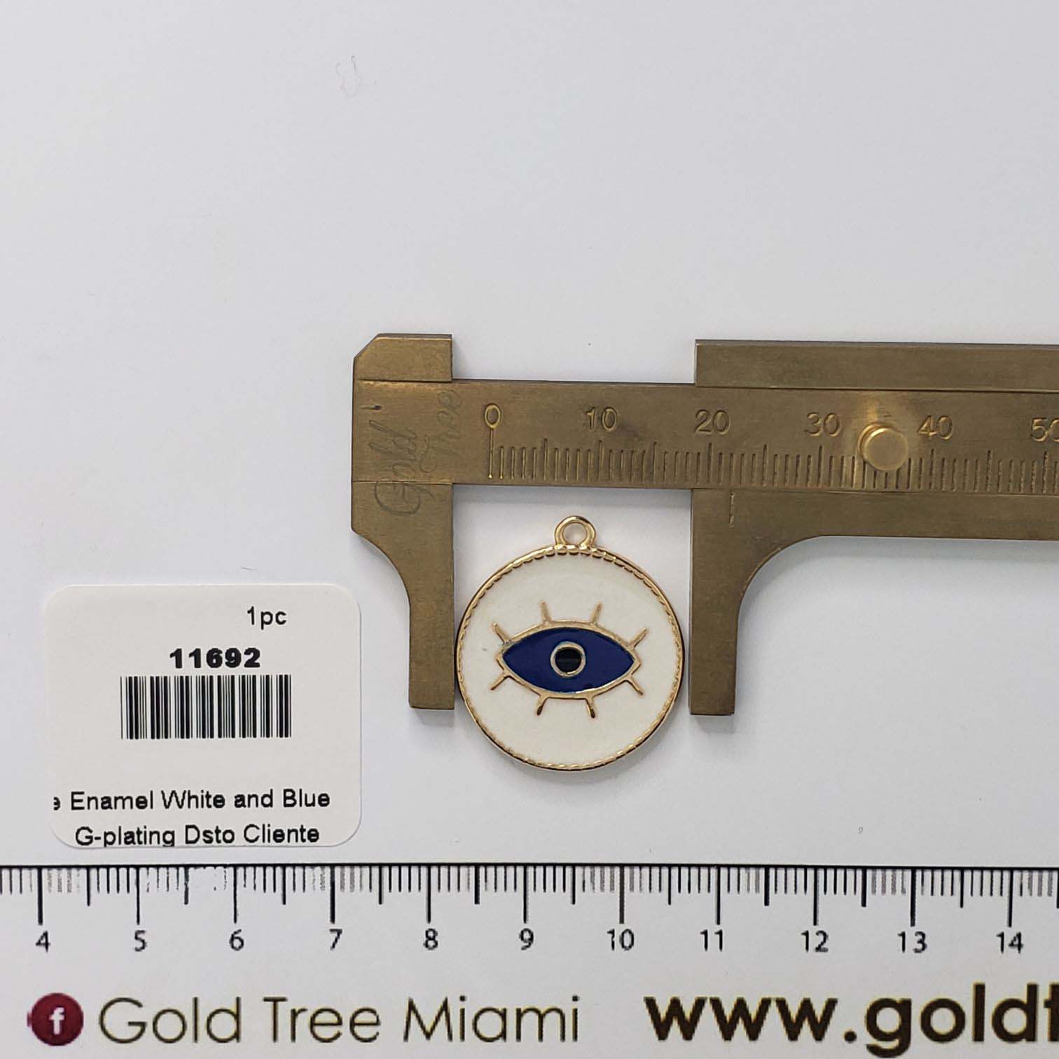 11692 White and Blue Enamel Evil Eye Pendant