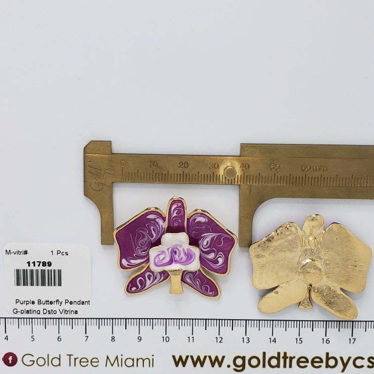 11789 White and Purple Flower Pendant