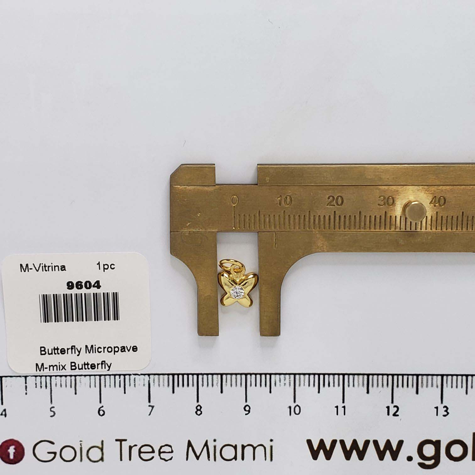 9604 Gold Butterfly With Crystal Charm