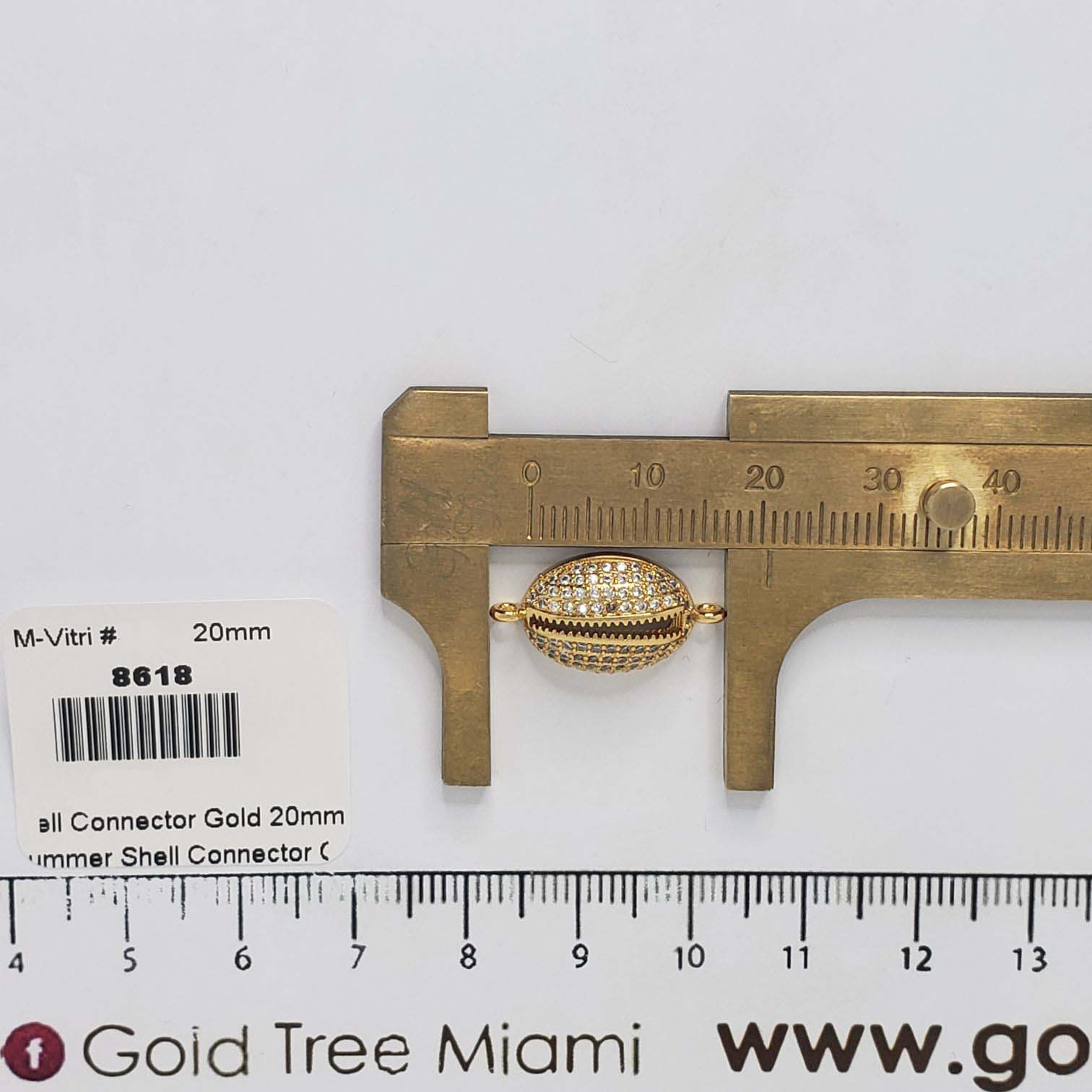 8618 Conector de Concha Dorada con Cristal