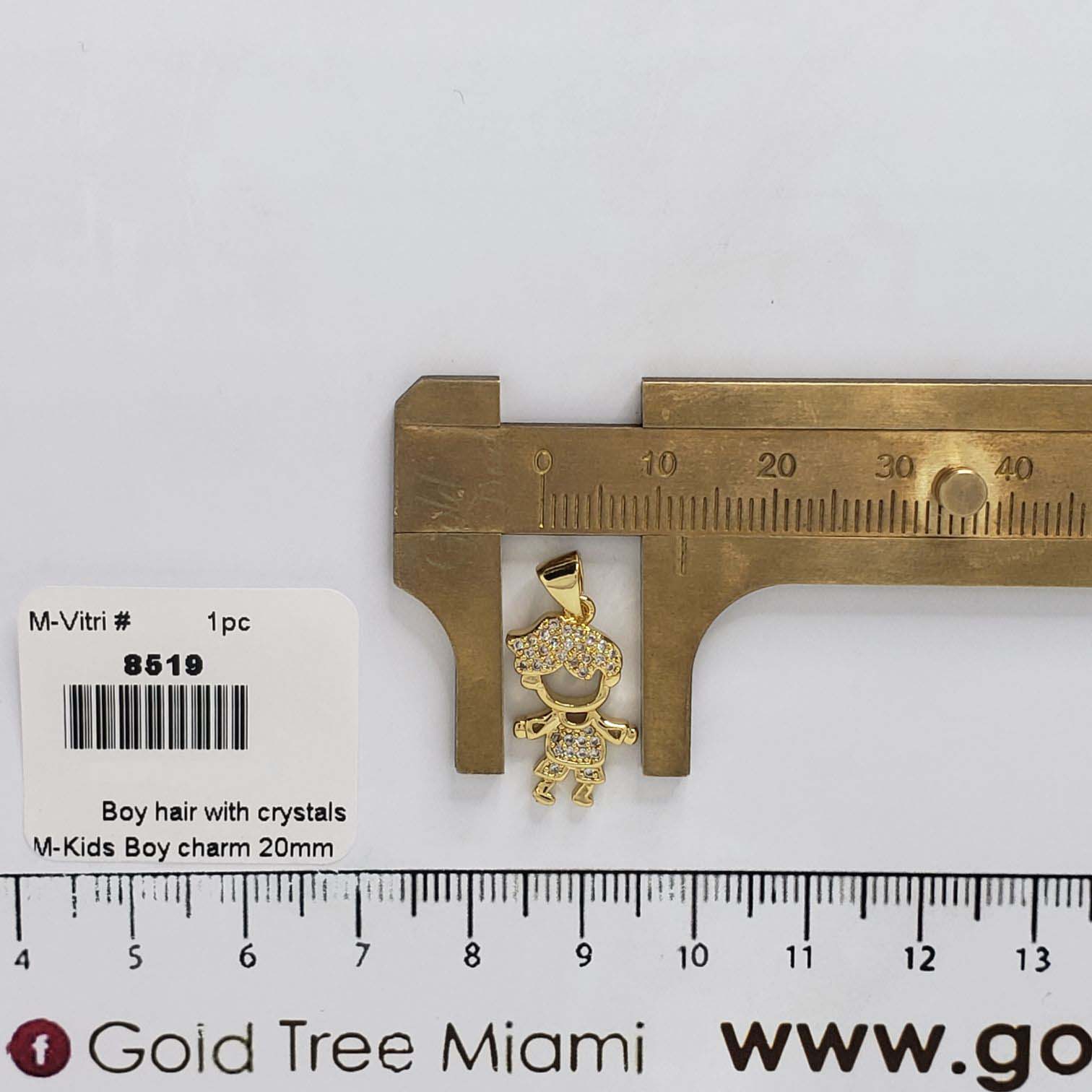 8519 Crystal-Adorned Boy with Hair Pendant