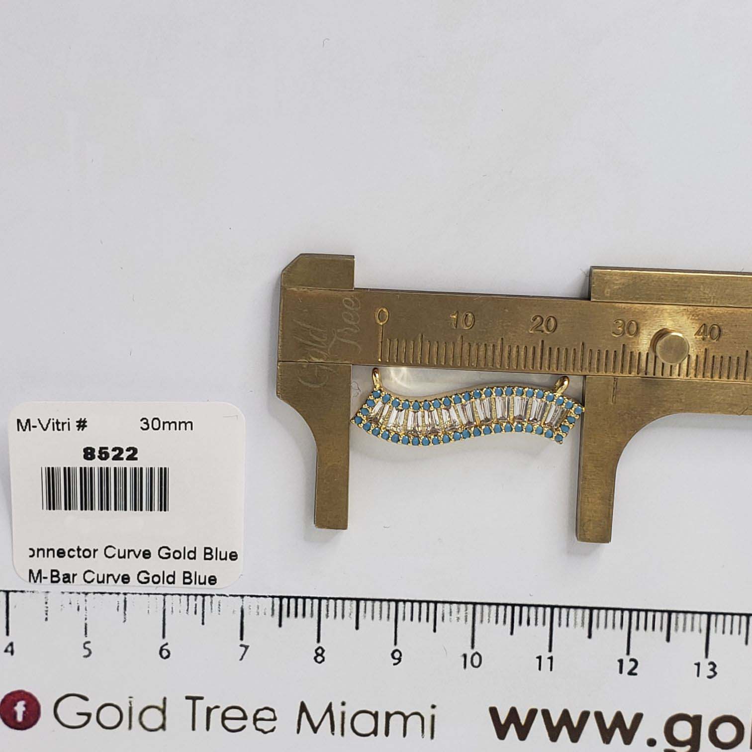 8522 Bar Connector Curve Gold Blue