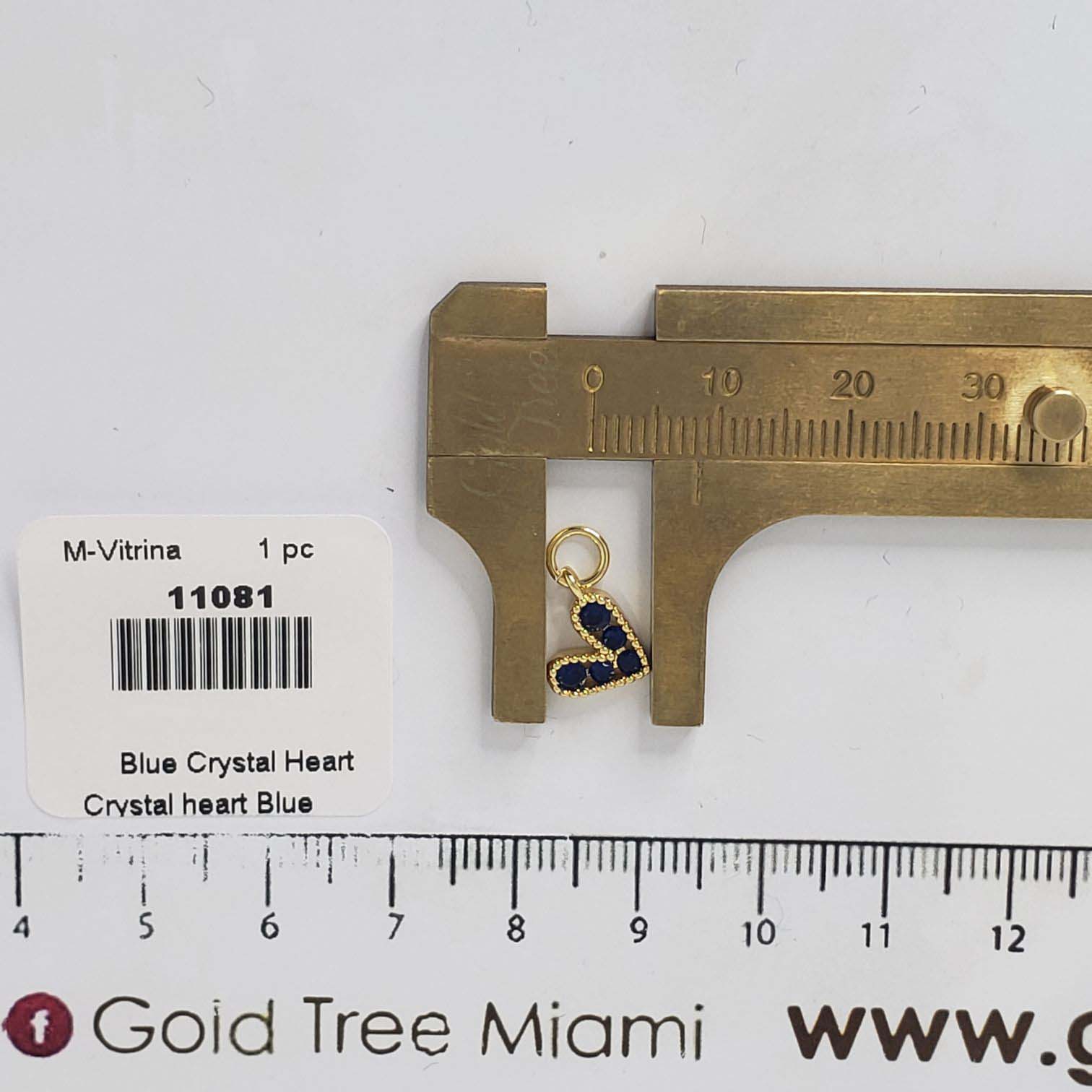 11081 Blue Micropave Crystal Heart