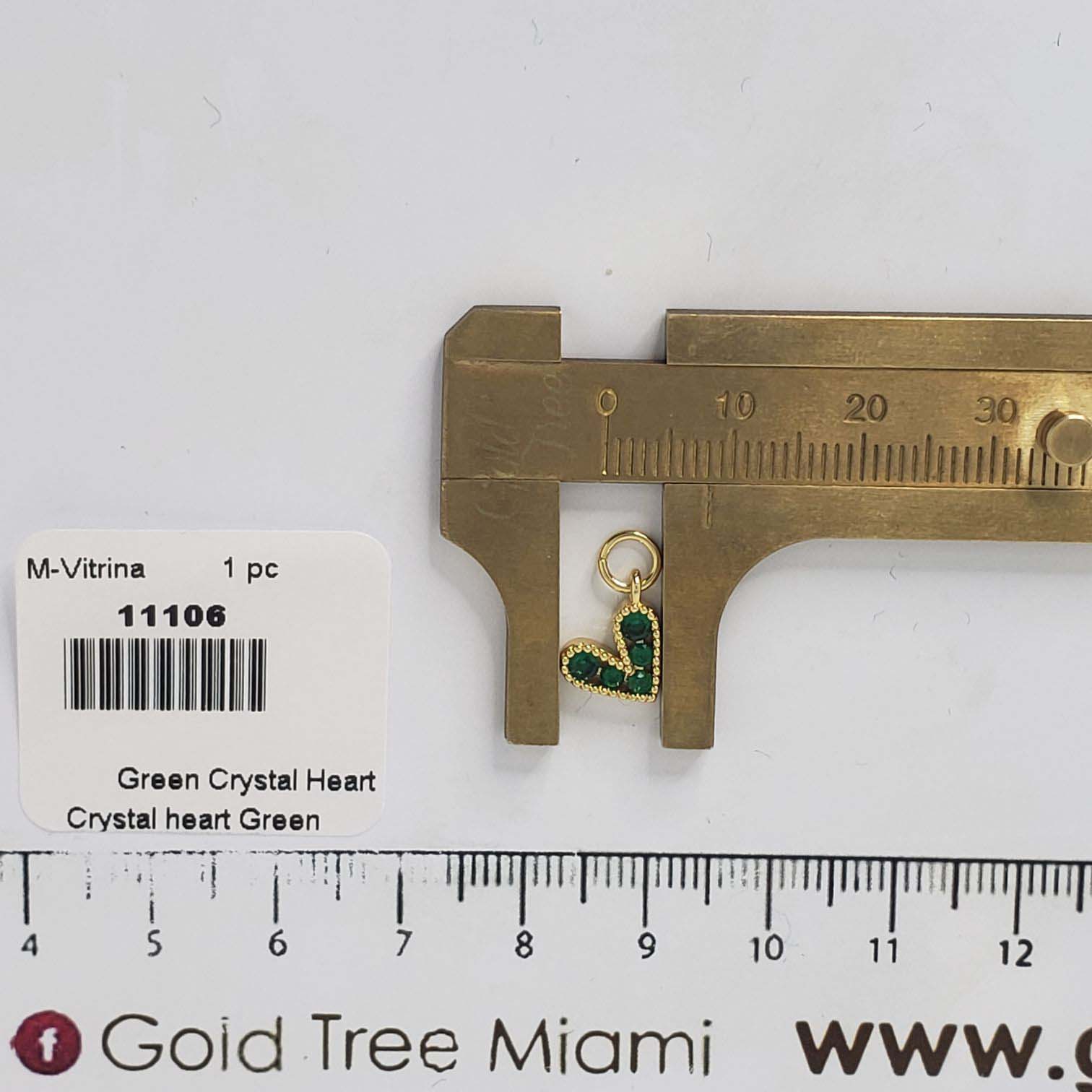 11106 Green Micropave Crystal Heart