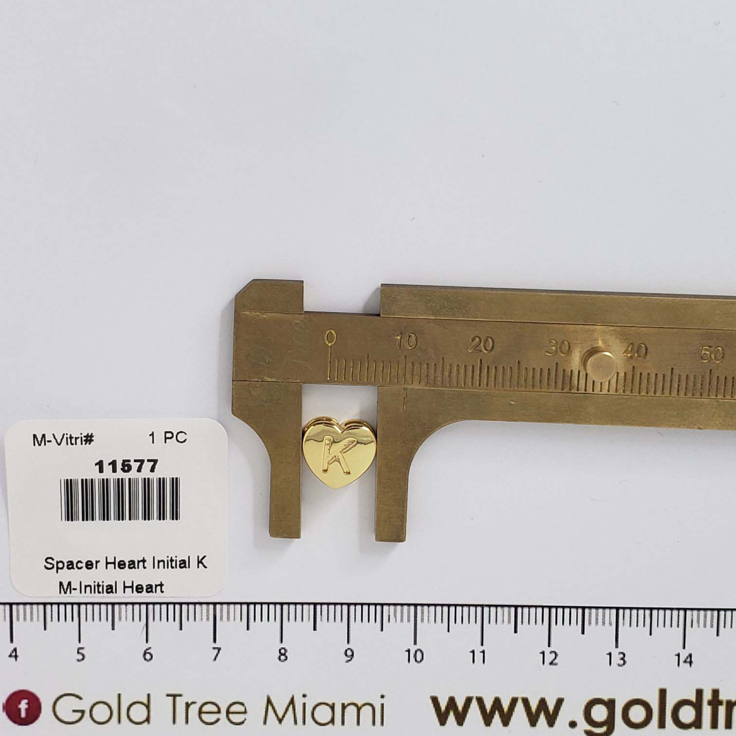 11577 Spacer Heart Initial K