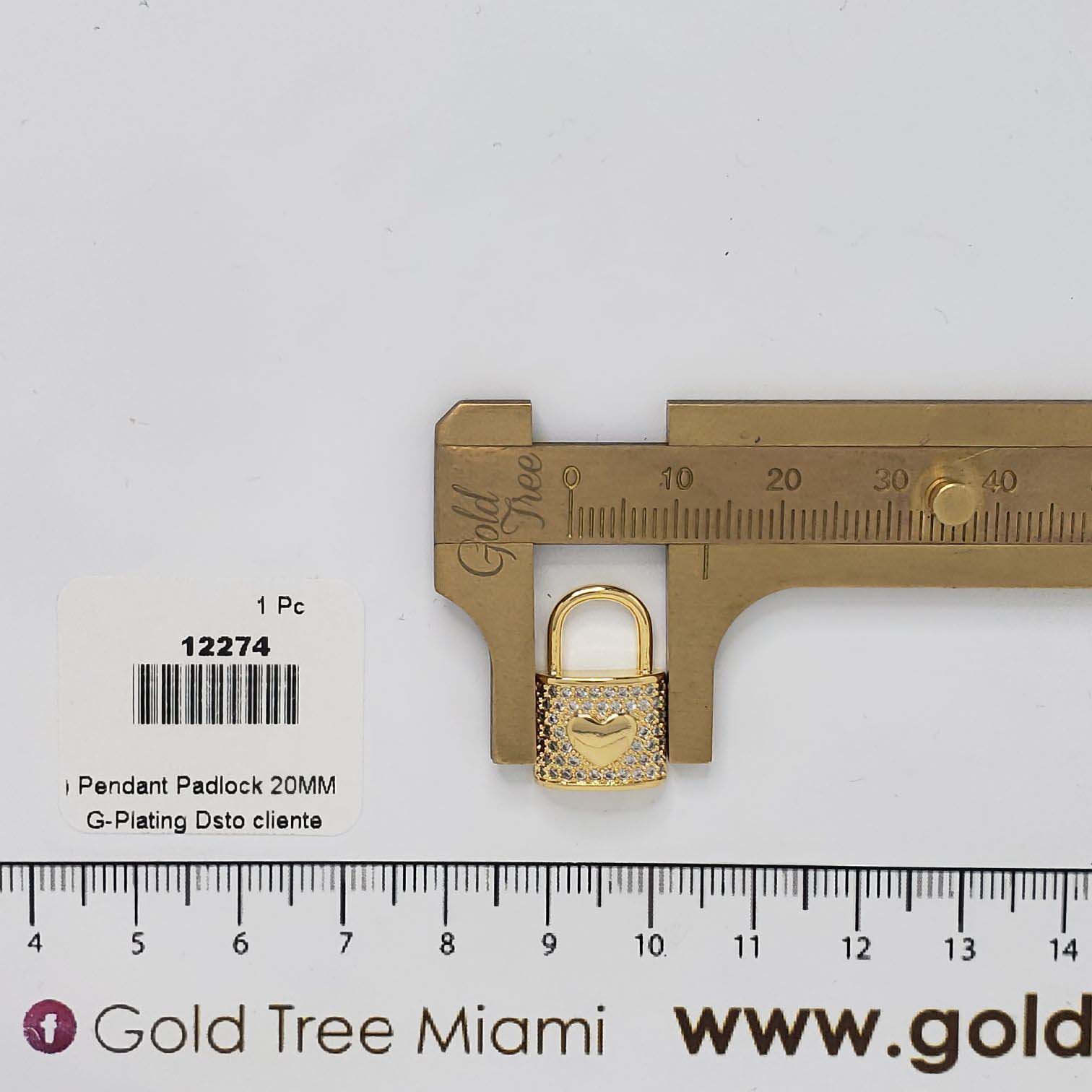 12274 Clear Crystal Padlock Pendant 