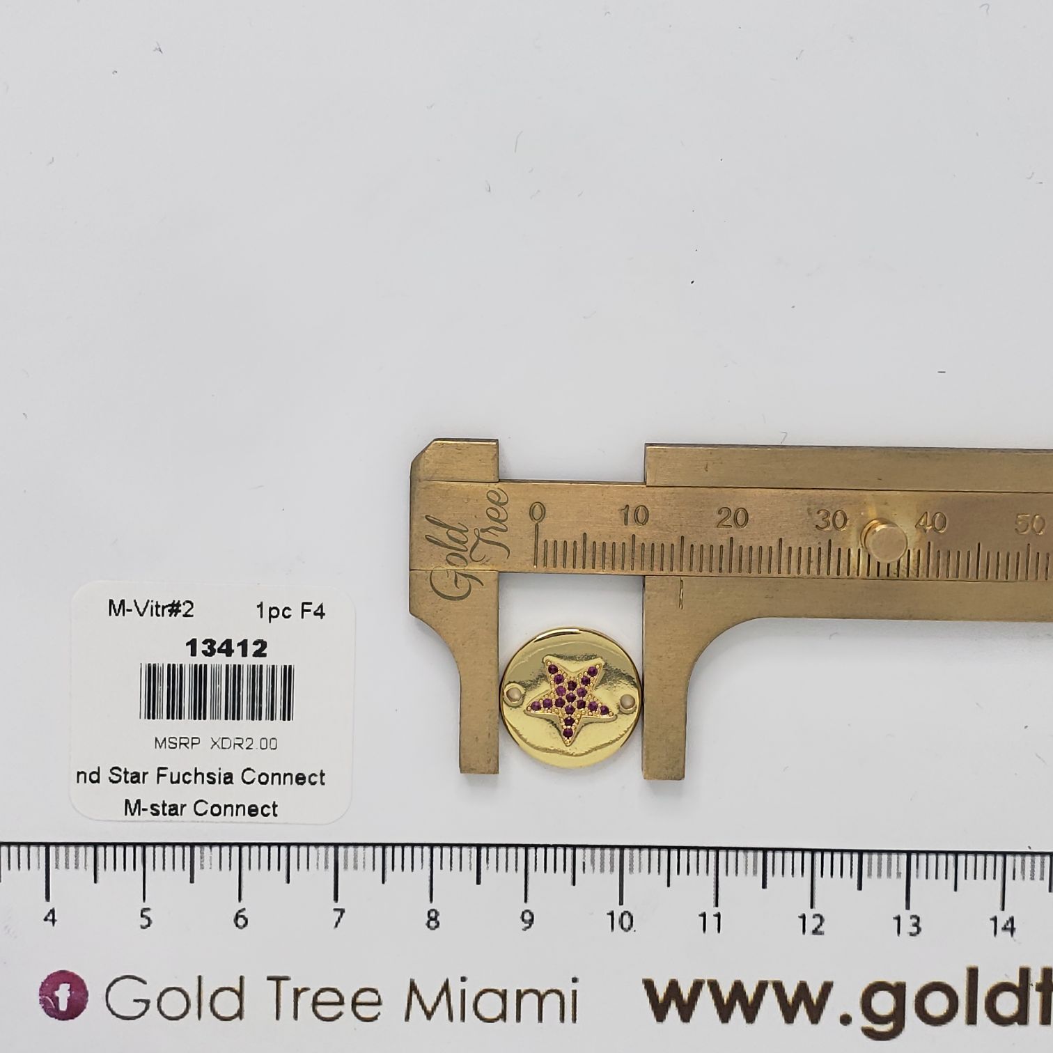 13412 Fuchsia Star Round Connector