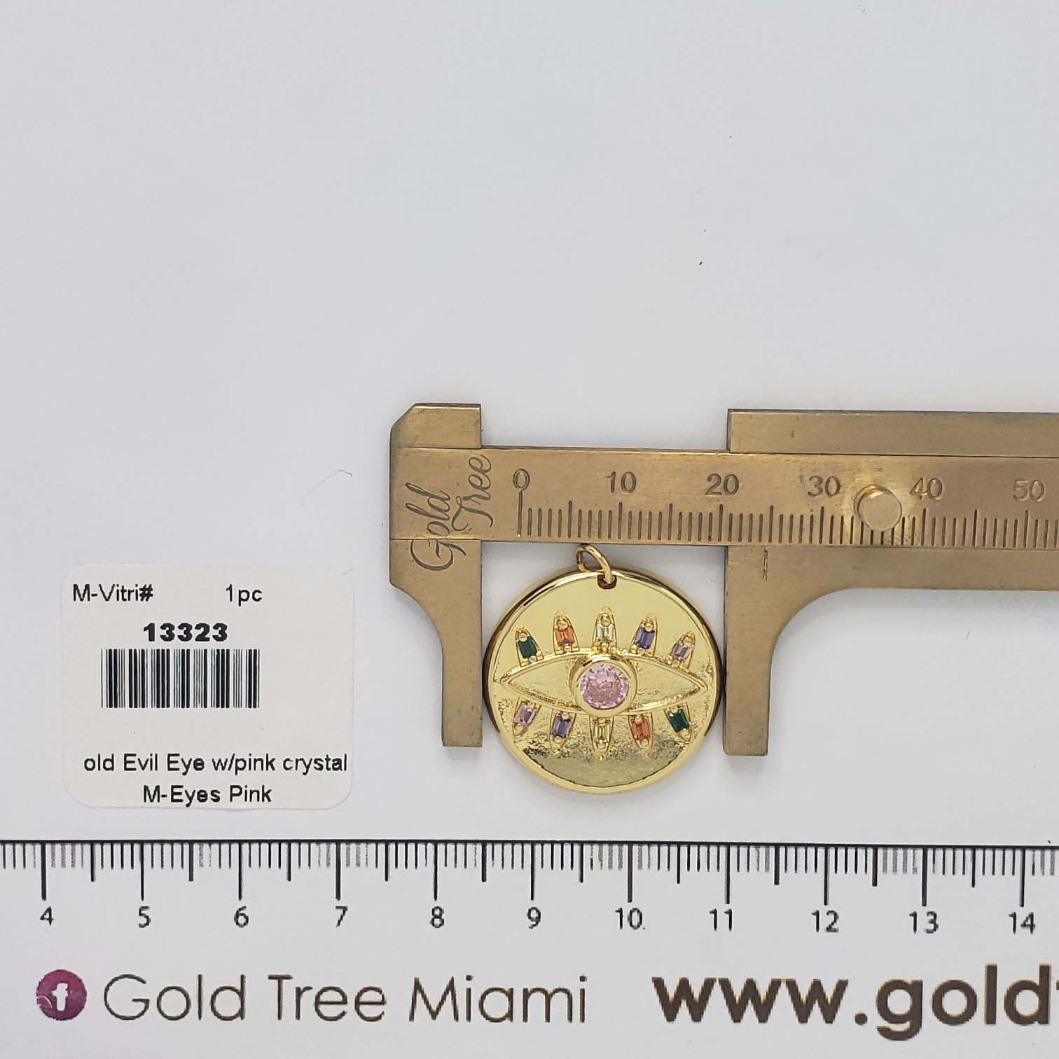 13323 Evil Eye Pendant with Pink Crystal