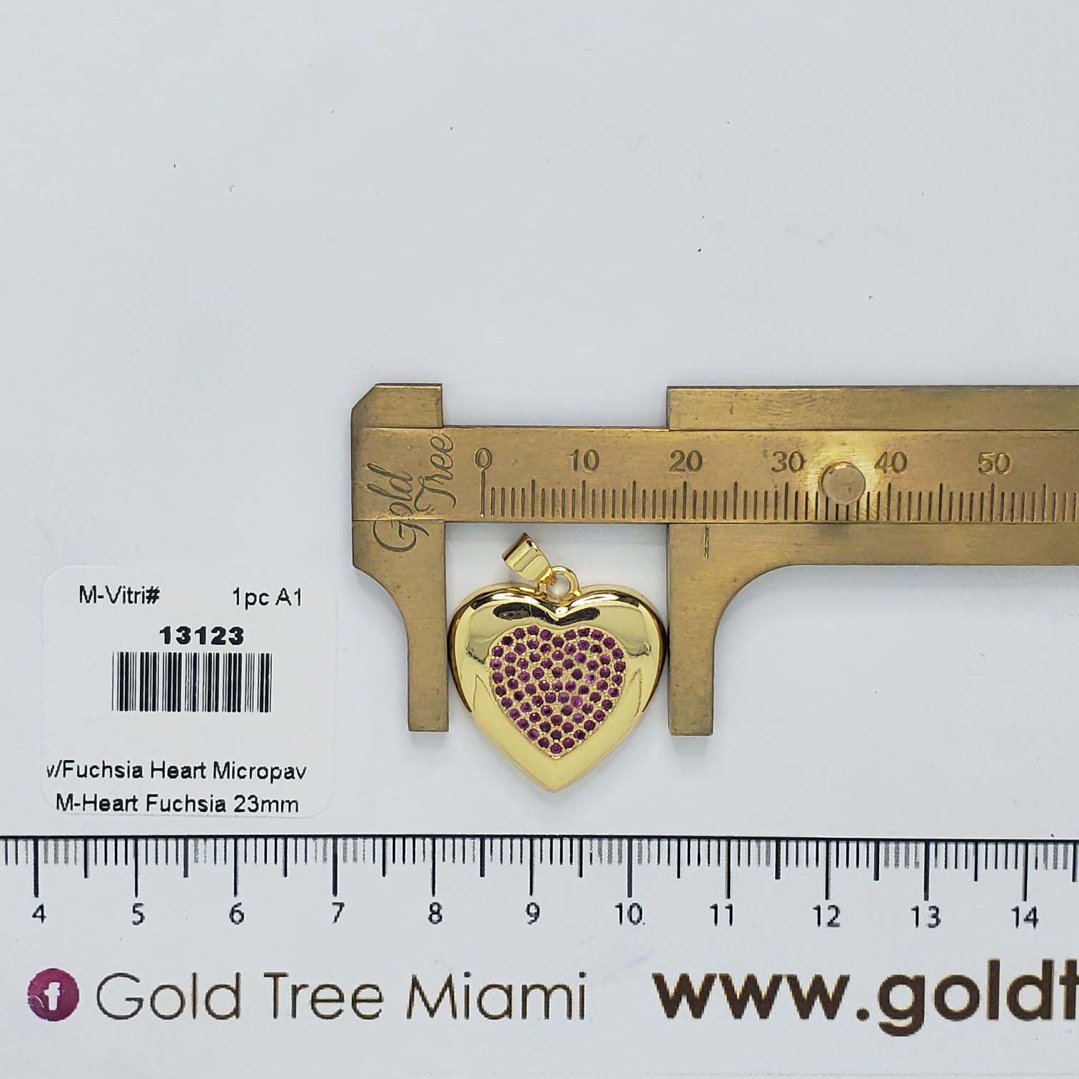 13123 Cadena Corazón de 23mm con Micropavé Fucsia