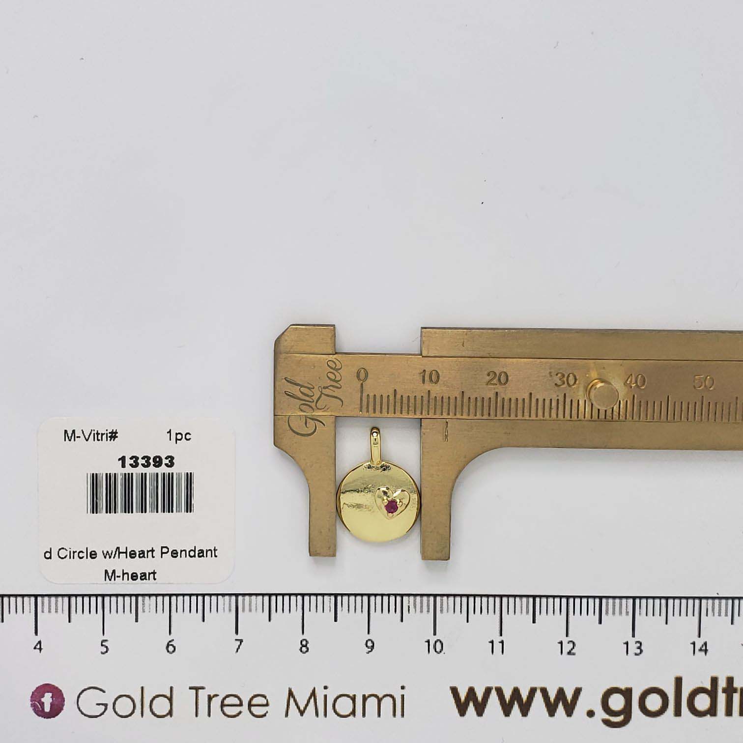 13393 Gold Circle with Heart Pendant