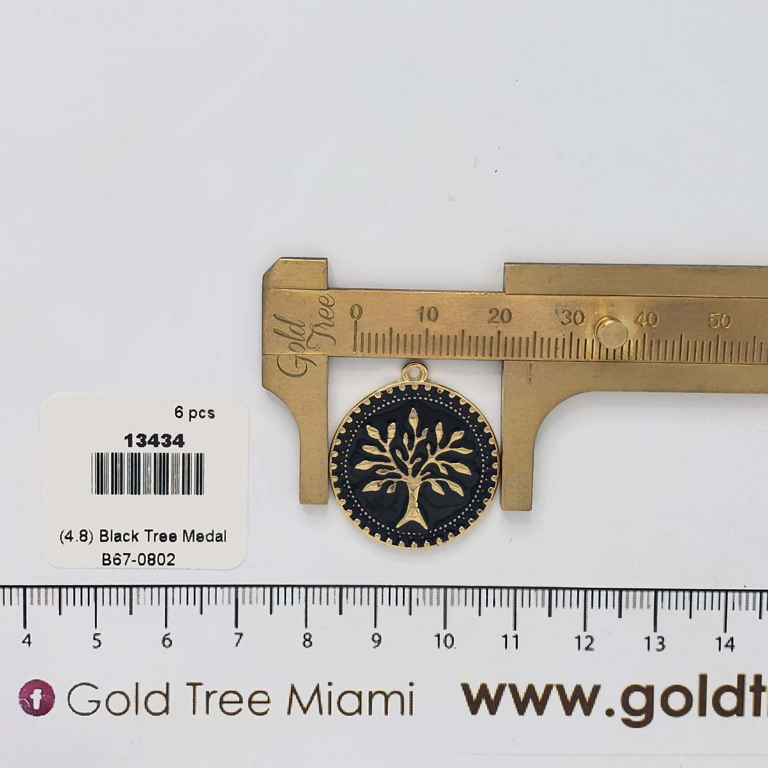 13434 Black Tree Medal Pendant