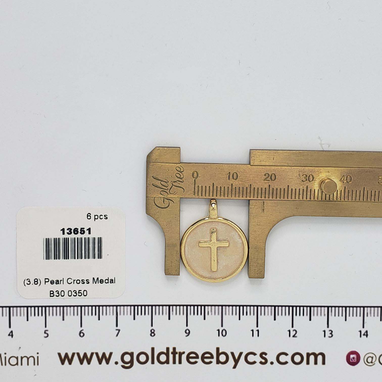 13651 Pearl Cross Medal Charm