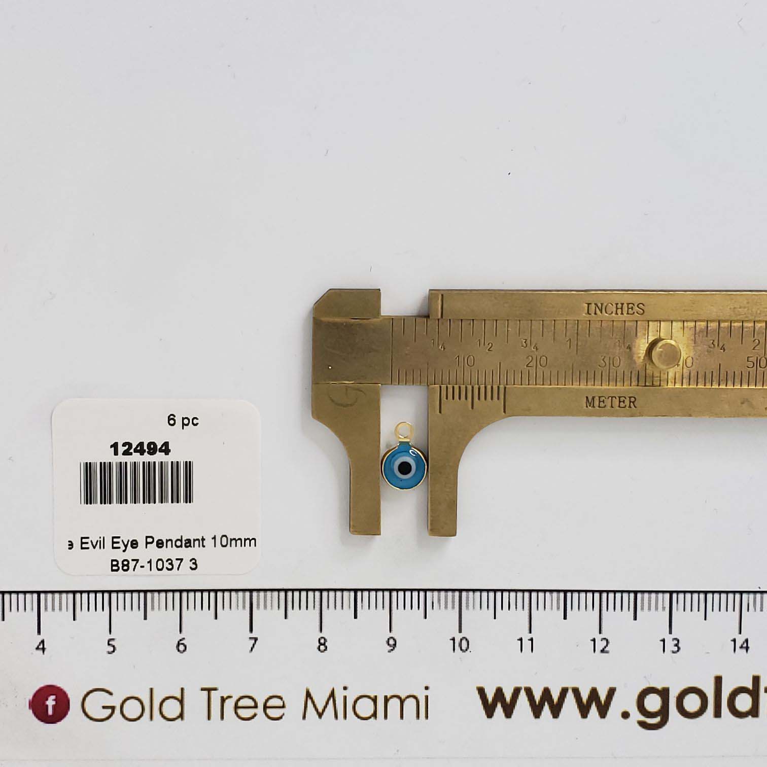 12494 Mini Light Blue Evil Eye Pendant 6mm