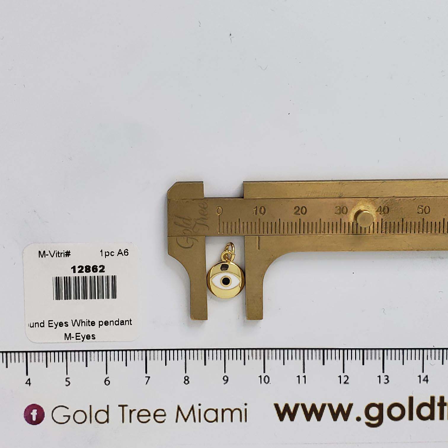 12862 Round White Evil Eye Pendant