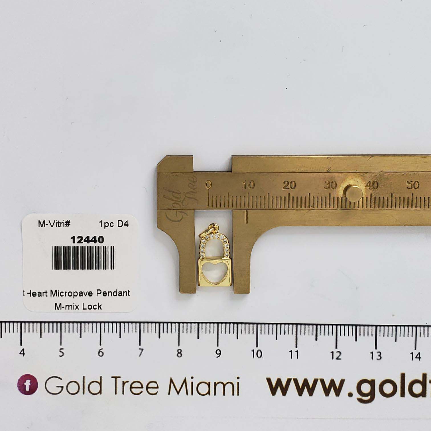 12440 Padlock Heart Micropave Pendant