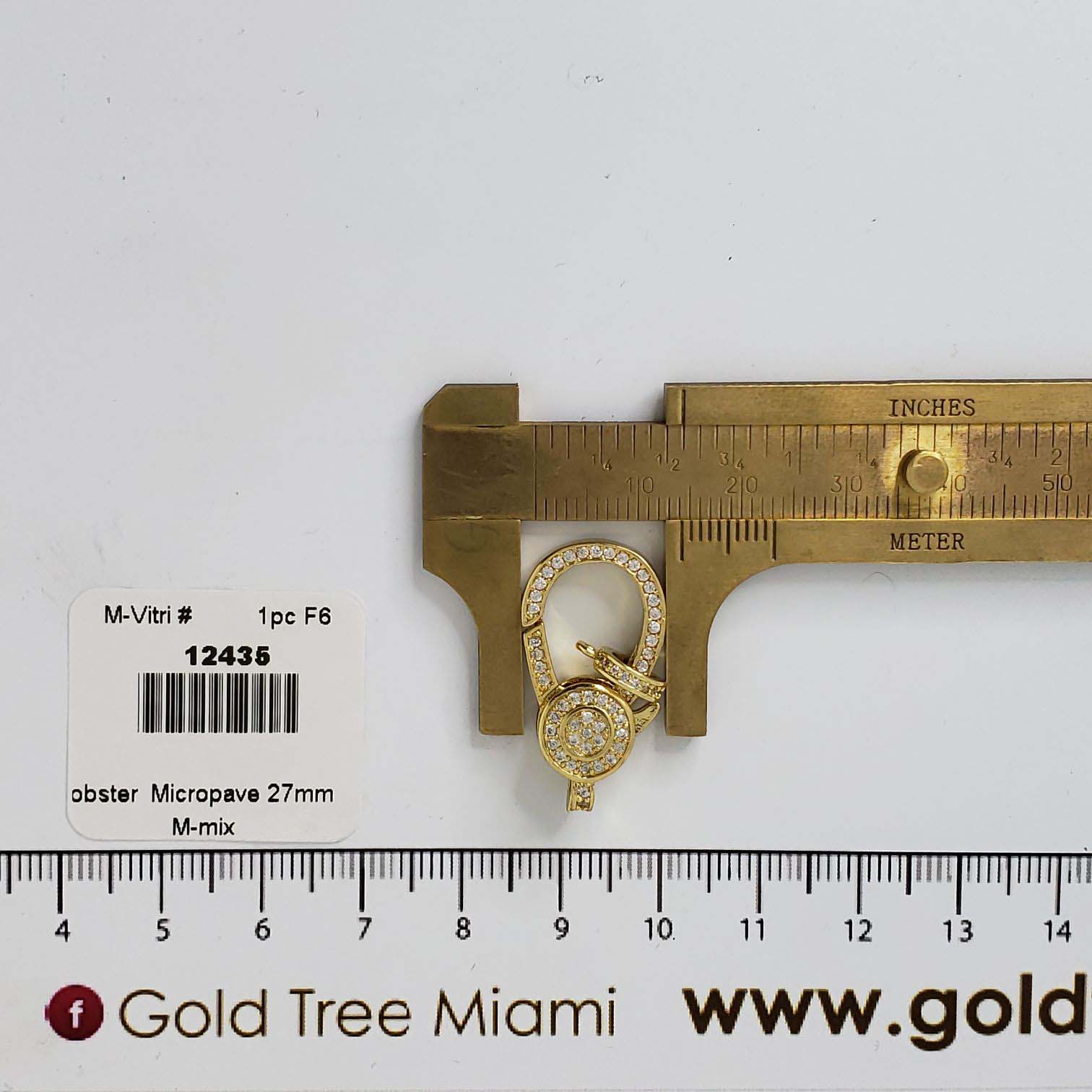 12435 27mm Lobster Clasp Gold with Micropave