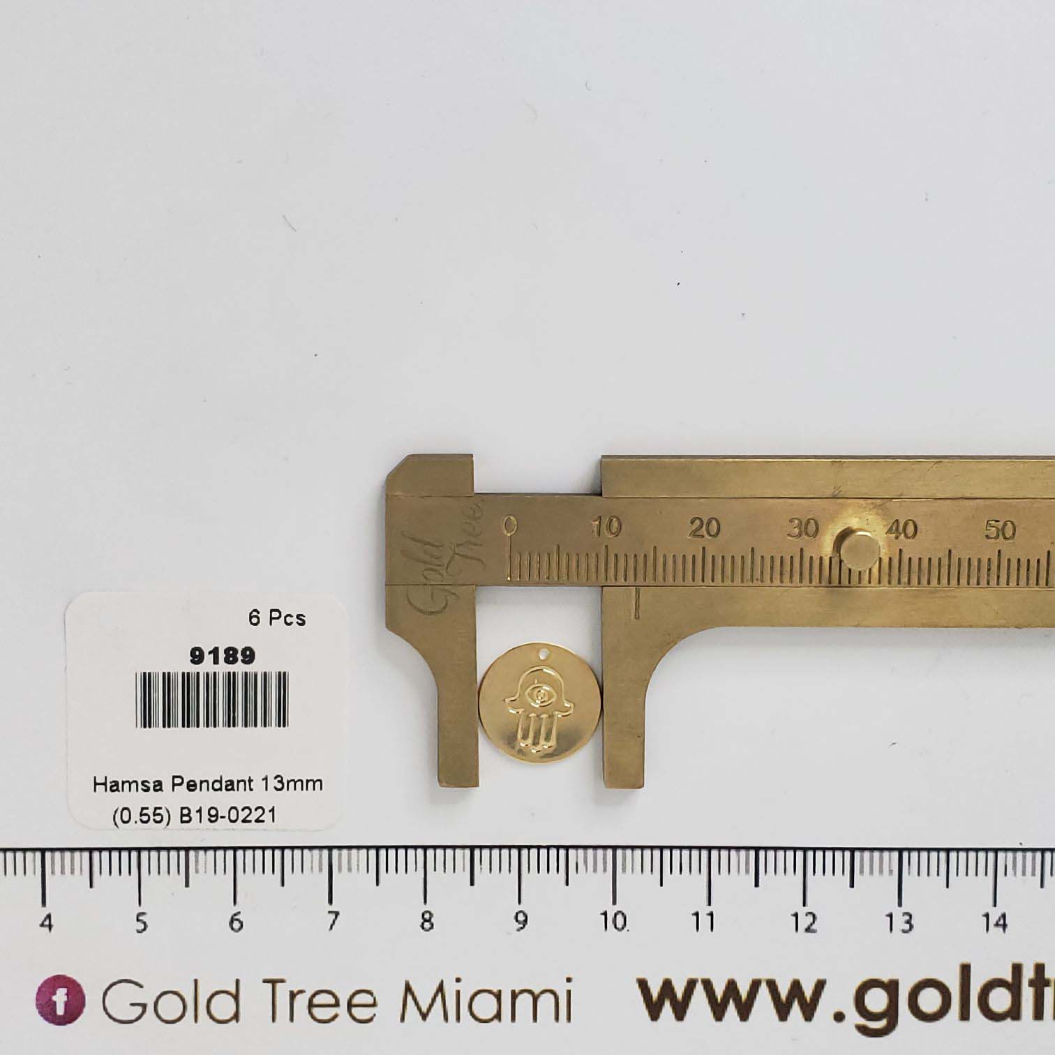 9189 Round Gold Plated Hamsa Pendant