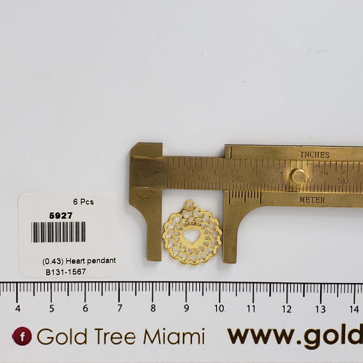 5927 Round Golden Heart Charm