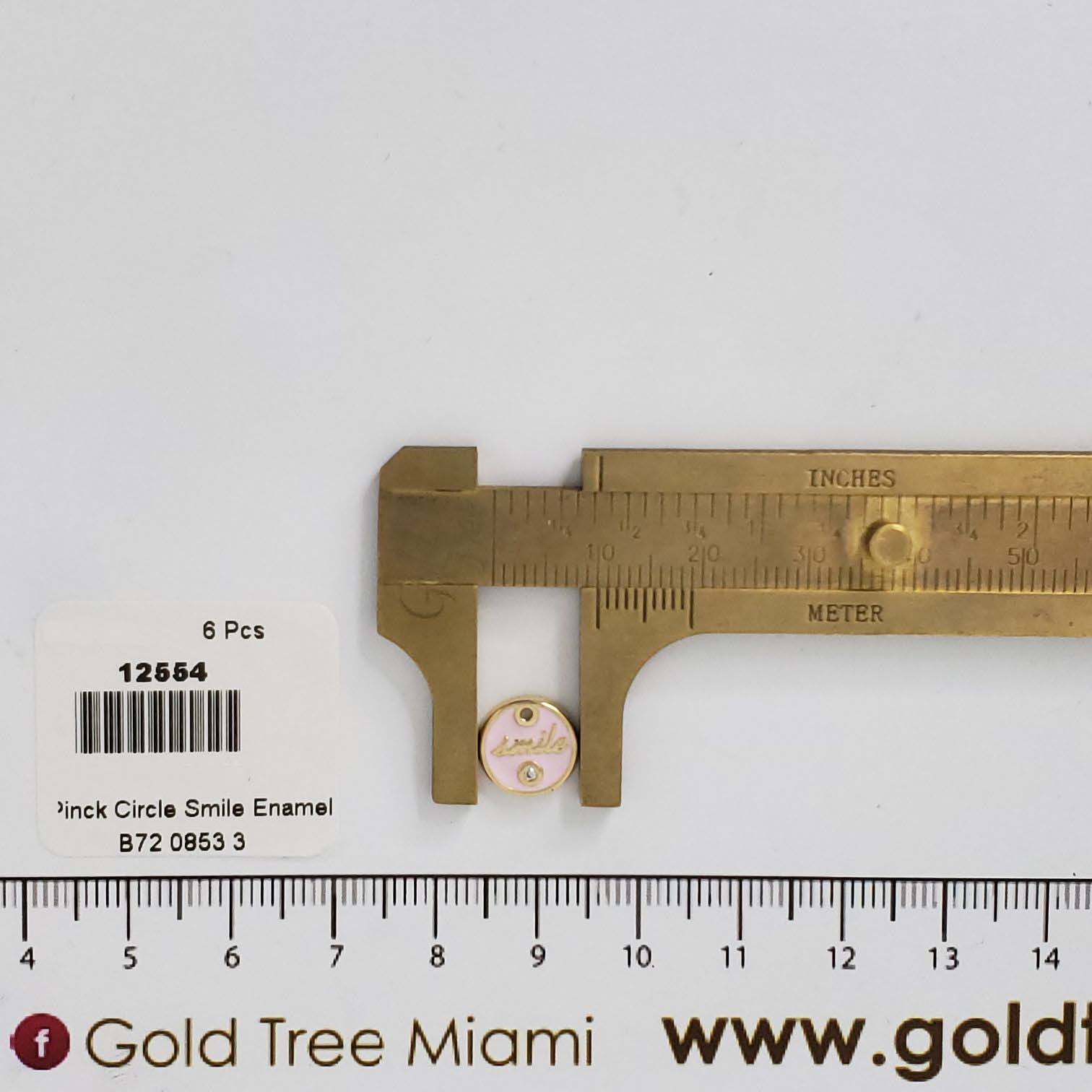 12554 Cadena Circular Esmaltado Rosa Claro Cara Sonriente