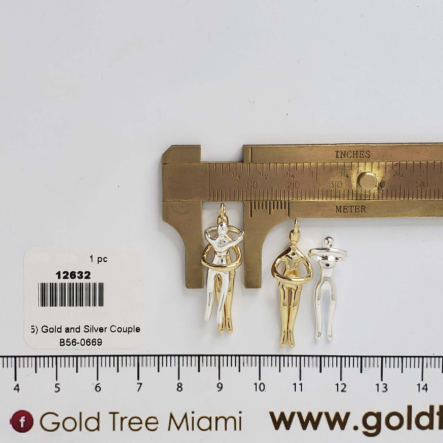 12632 Gold and Silver Couple Charm