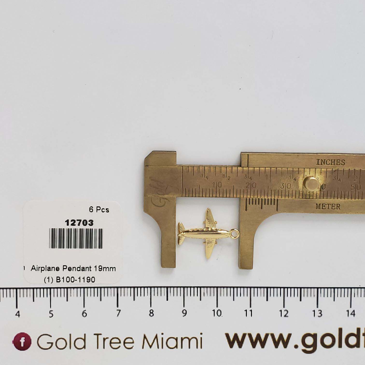 12703 Gold Plane Pendant
