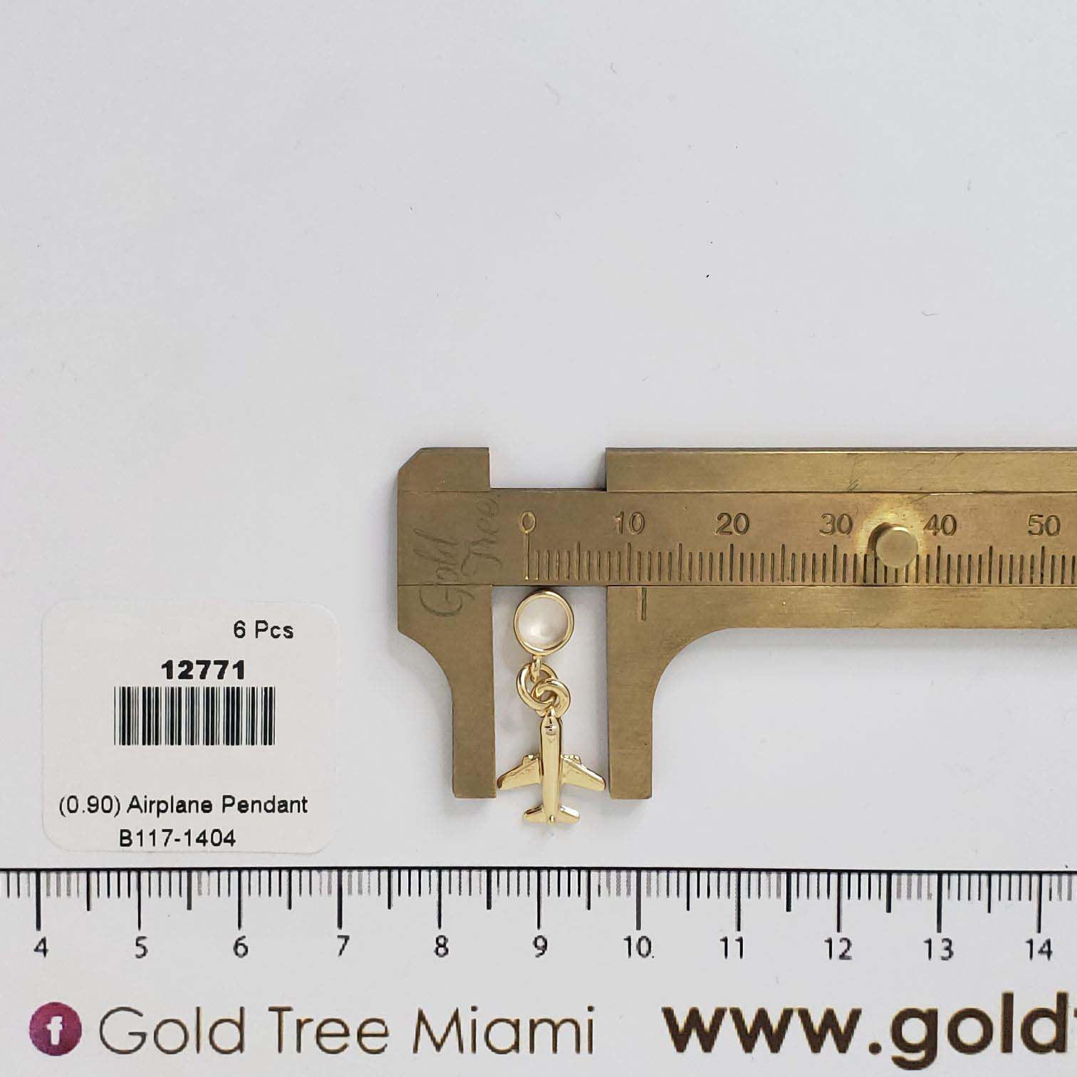 12771 Gold Airplane with Pearl Pendant