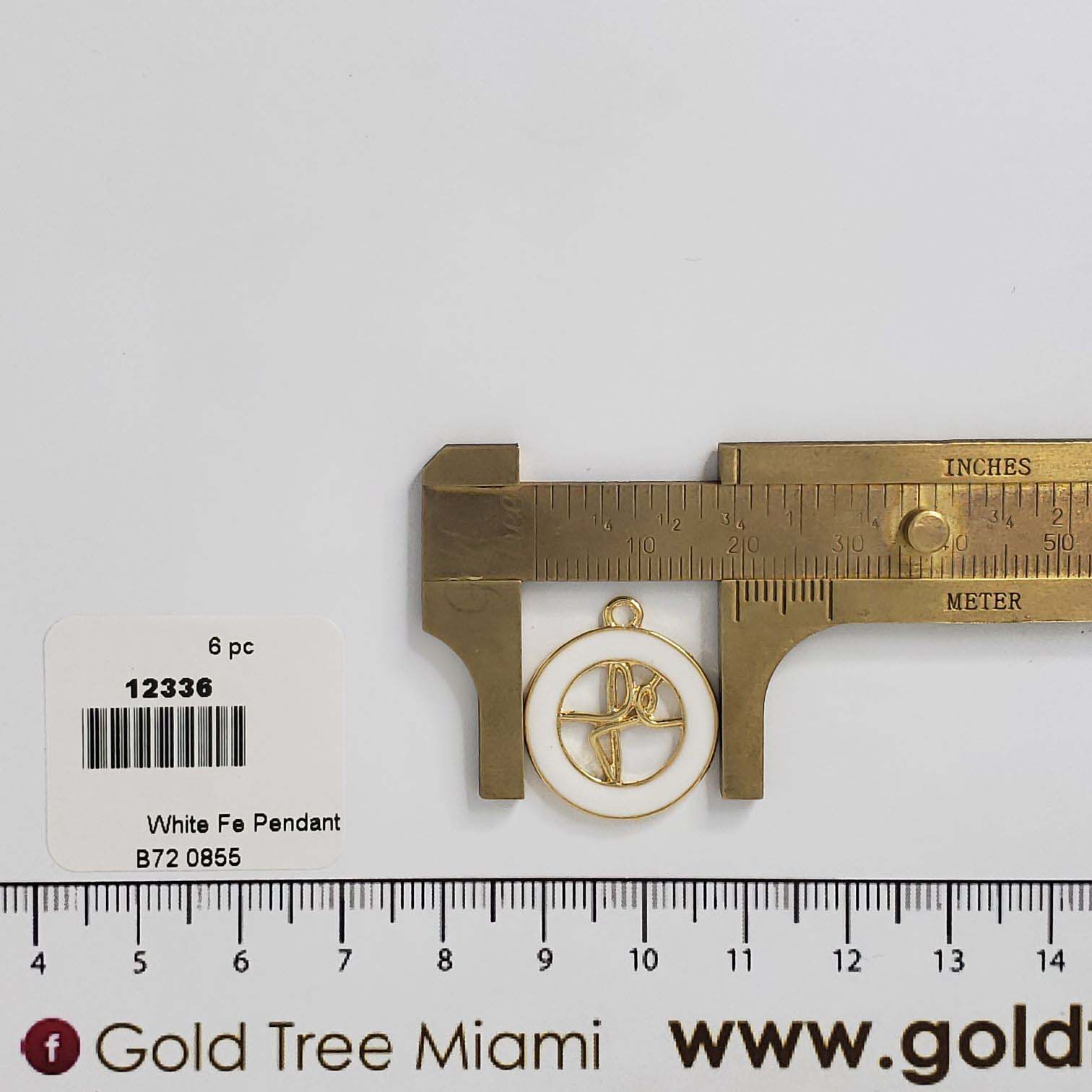 12336 Small White Fe Medal Charm