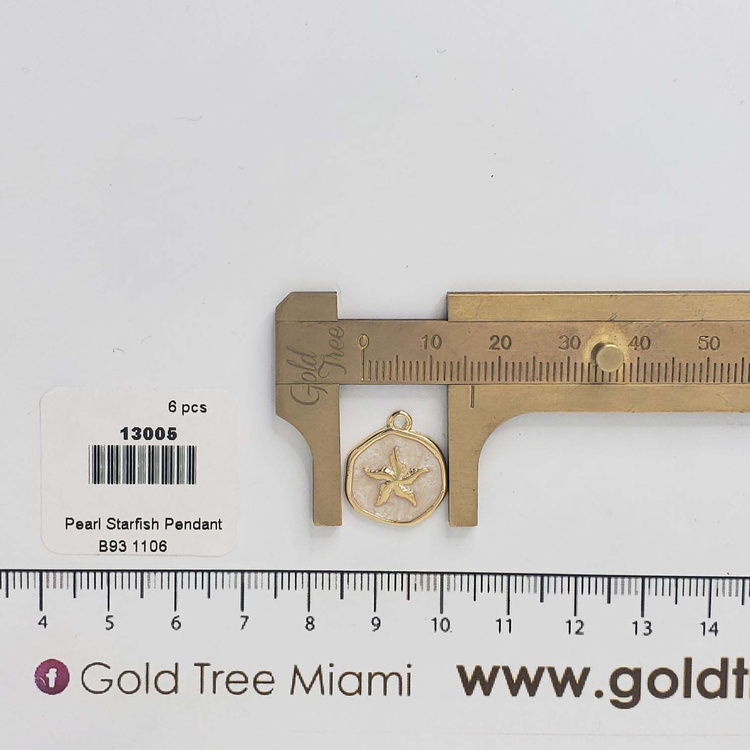 13005 Pearl Enamel Gold Starfish Pendant