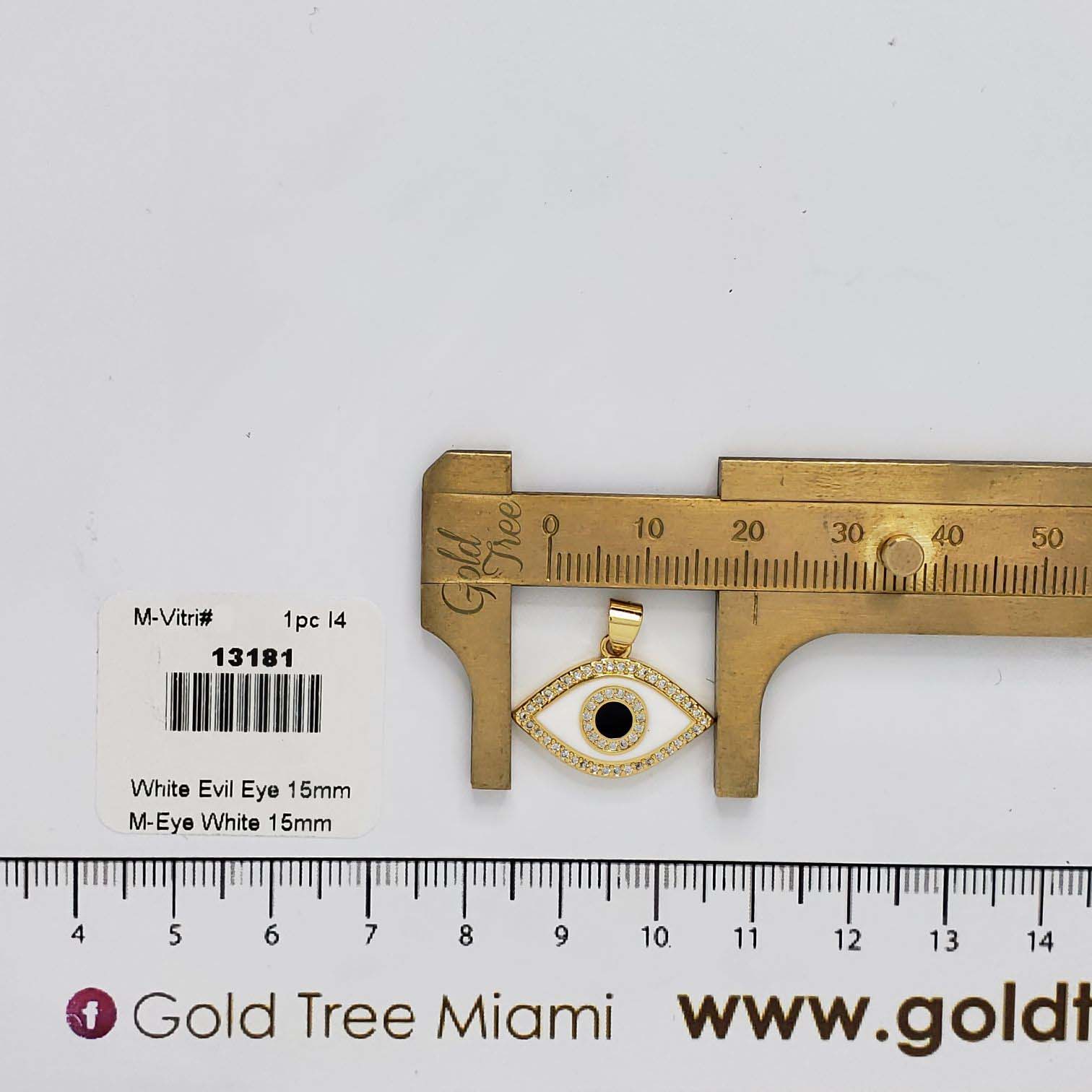 13181 Clear Micropave White Evil Eye Pedant