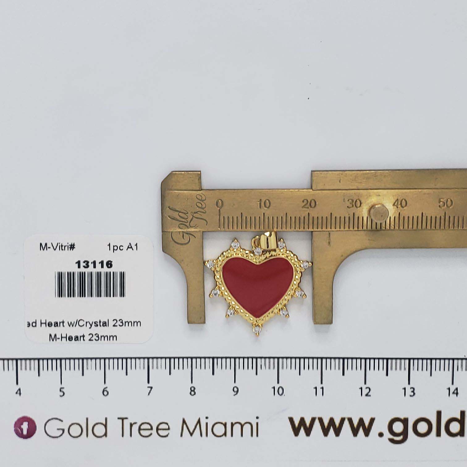 13116 23mm Red Heart with Crystal Pendant