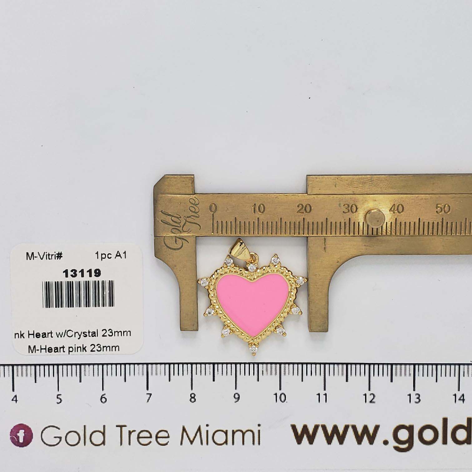 13119 23mm Pink Heart with Crystal Pendant