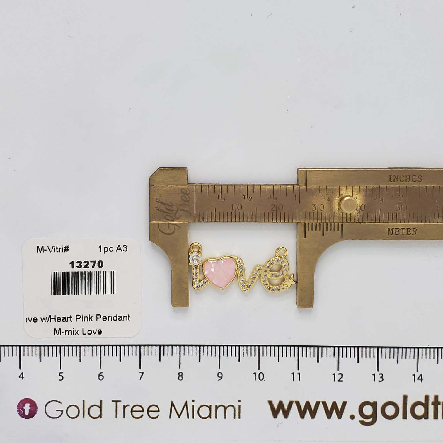 13270  Love with Heart Pink Pendant