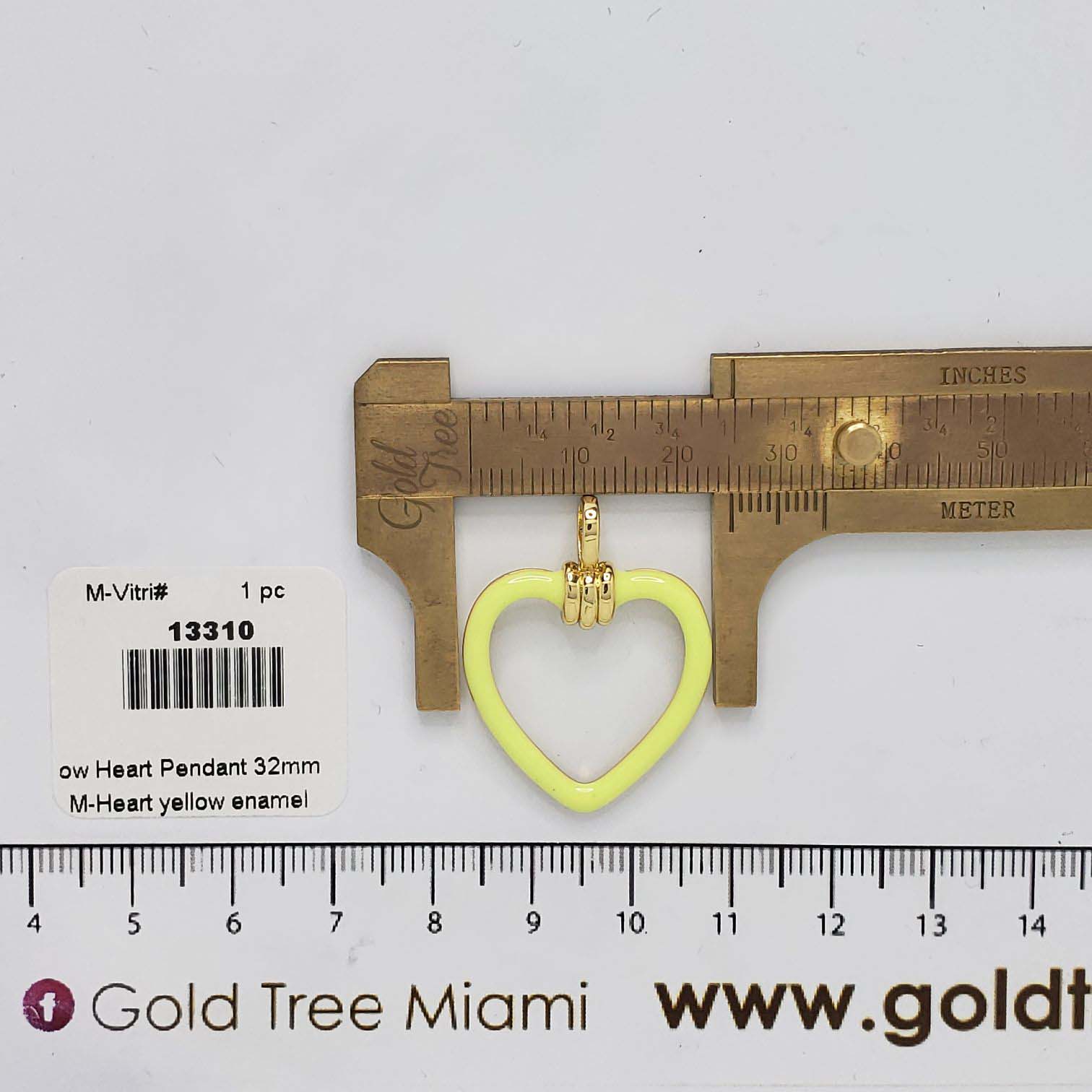13310 32mm Yellow Silhouette Heart Pendant