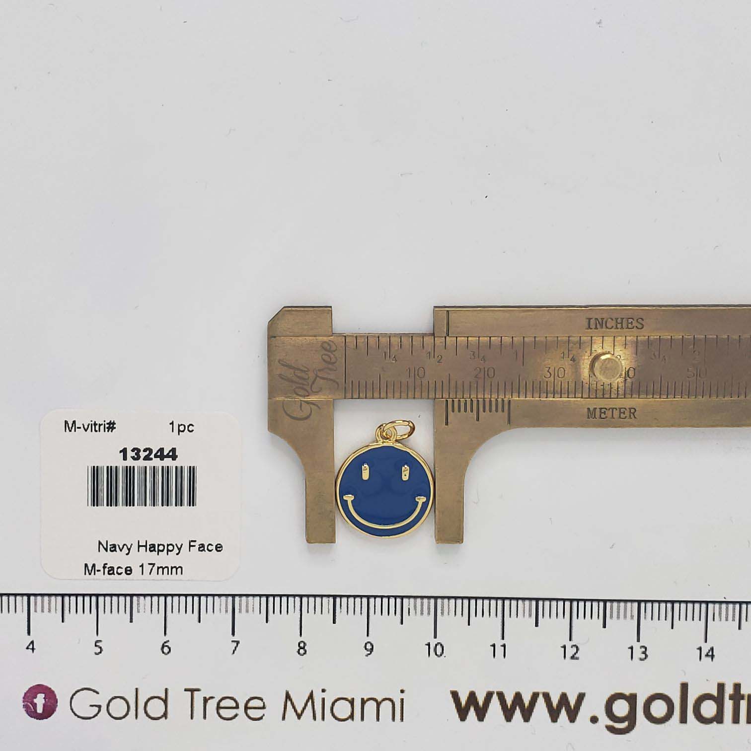 13244 Navy Happy Face Charm