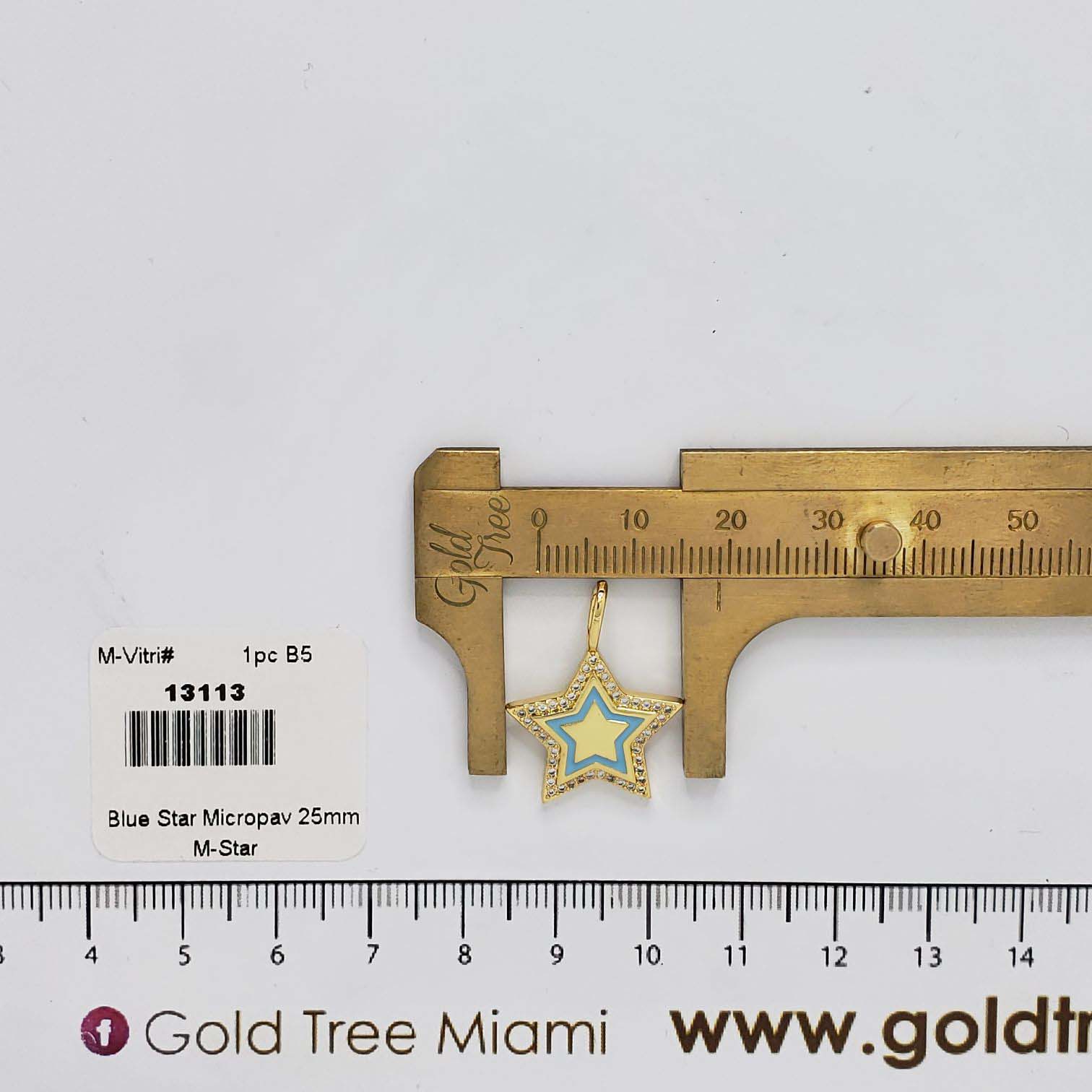 13113  Light Blue Star Micropavé Pendant