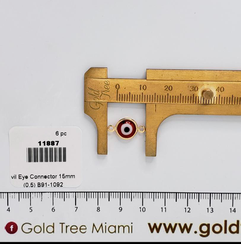 11887 Red Evil Eye Connector 15mm