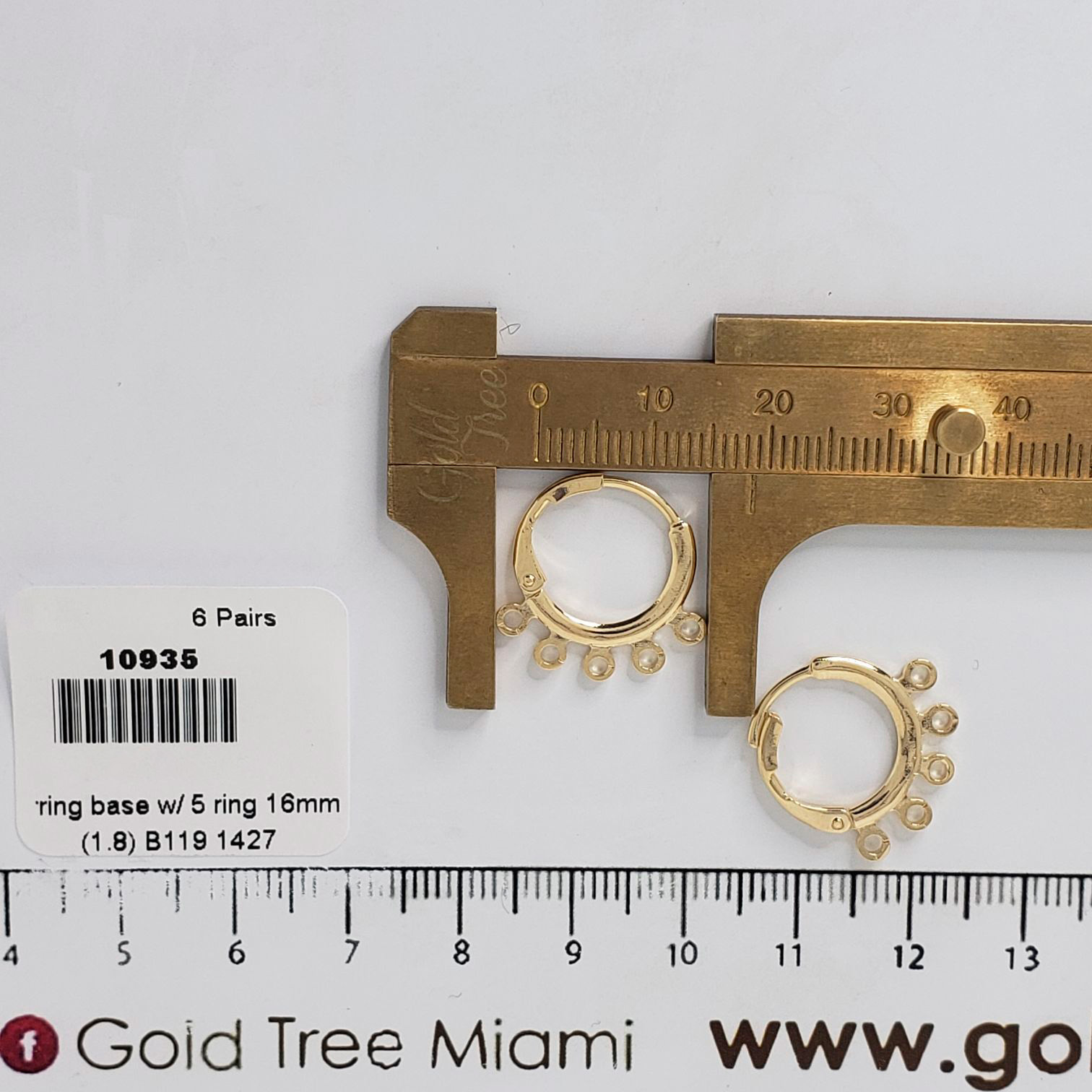 10935 Earring base w/ 5 ring