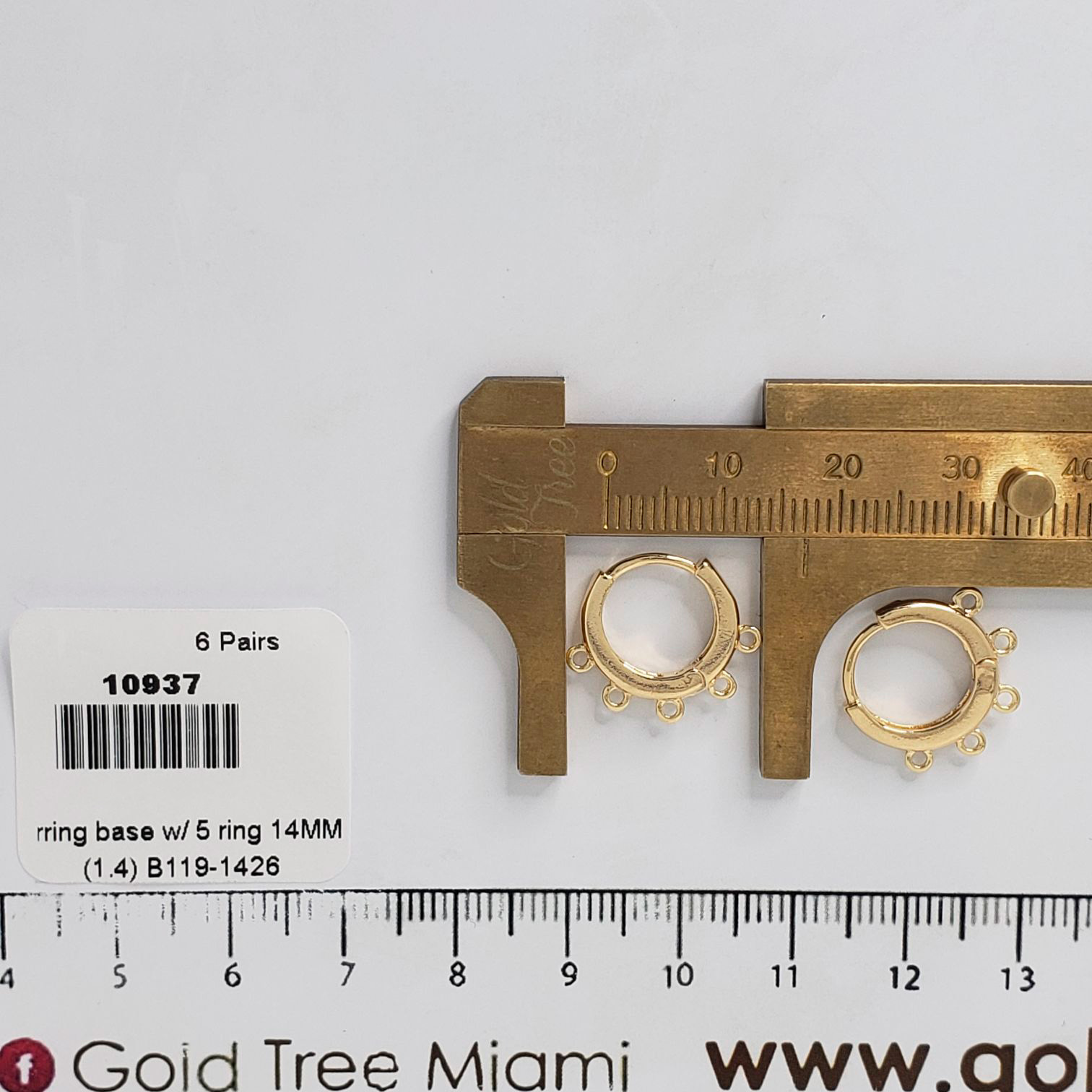 10937 Earring base w/ 5 ring