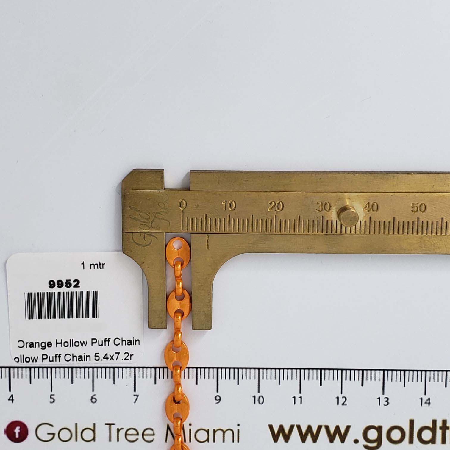 9952 Cadena Hueca Bultosa Naranja