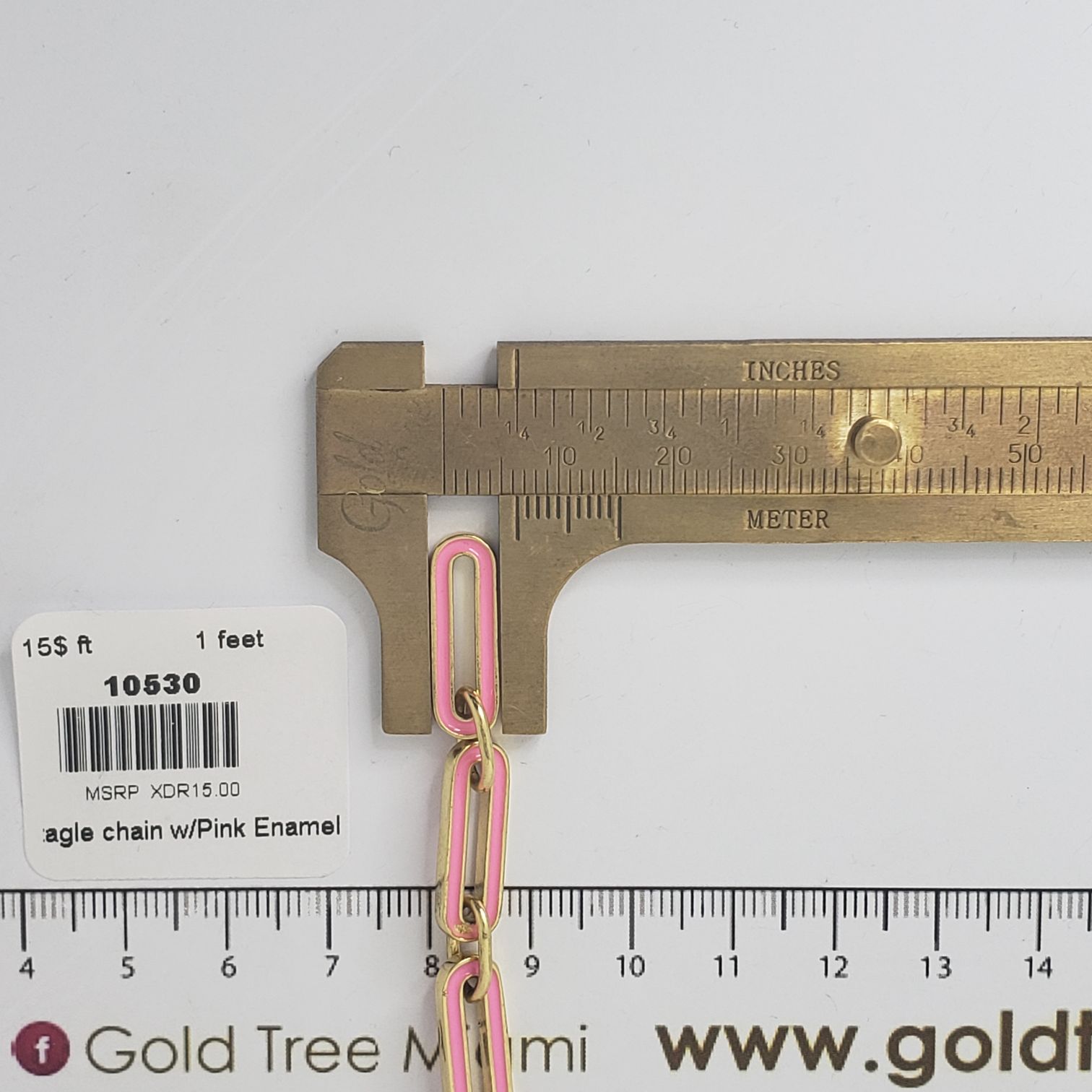 10530 Rectangle with Pink Enamel Chain