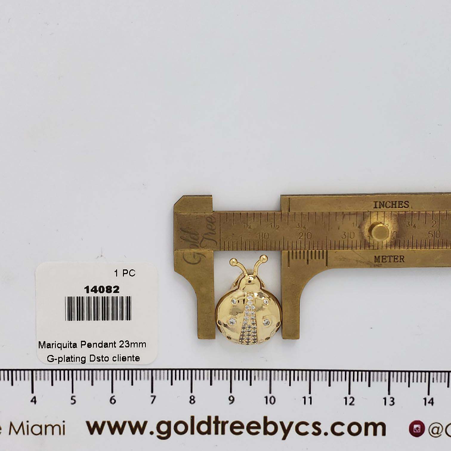 14082 Gold Crystalas Ladybug Pendant