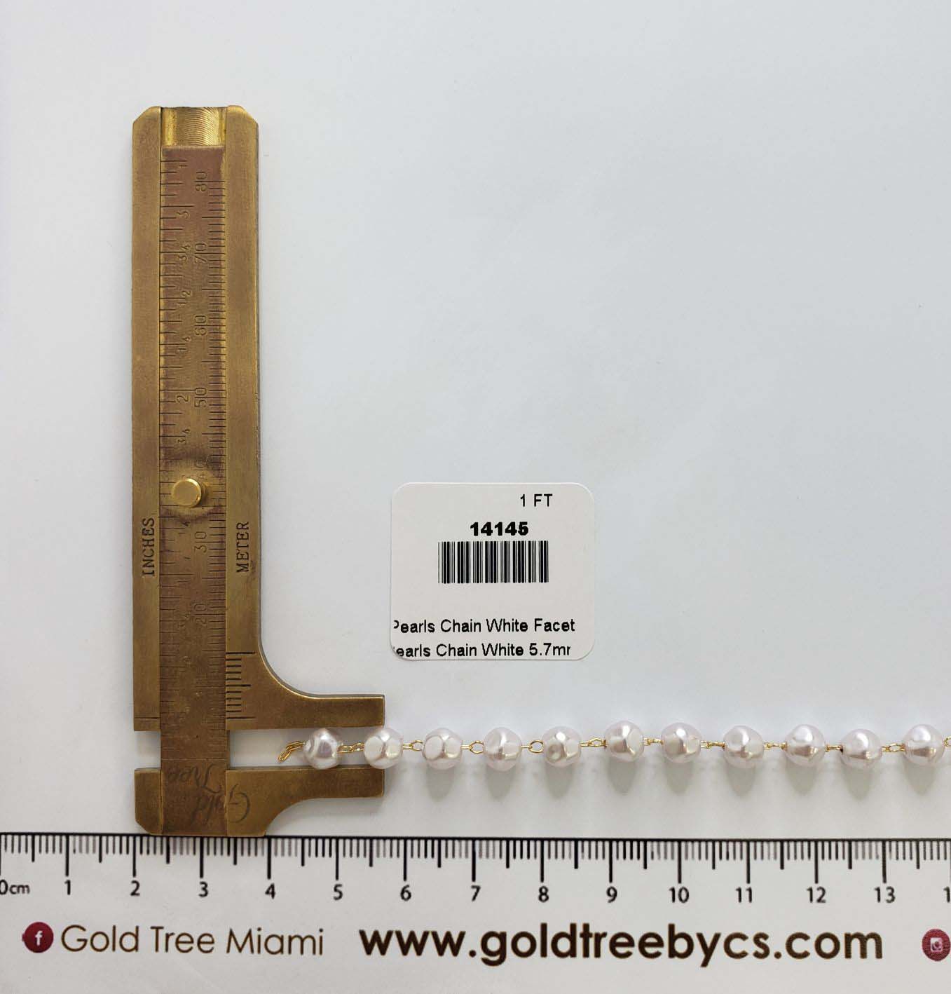 14145 Cadena de Perlas Blancas Facetadas