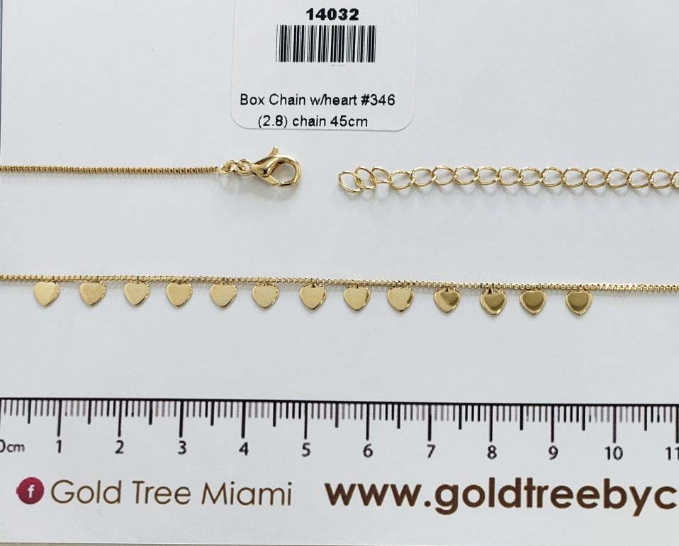 14032 Box Chain w/heart #346