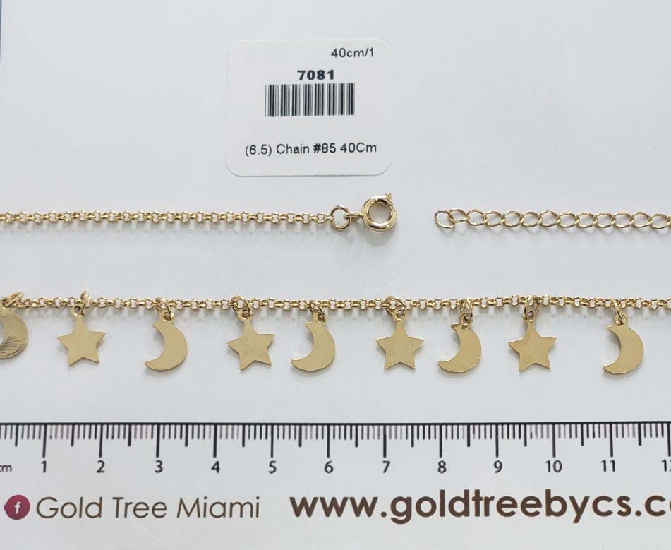 7081 Cadena Dorada con Dijes de Estrellas y Lunas