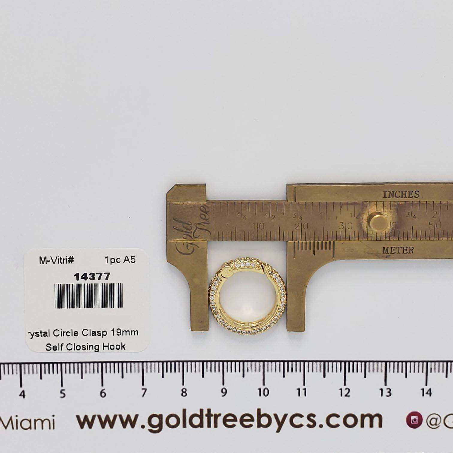 14377 Broche Circular de Cristal 19mm Dorado