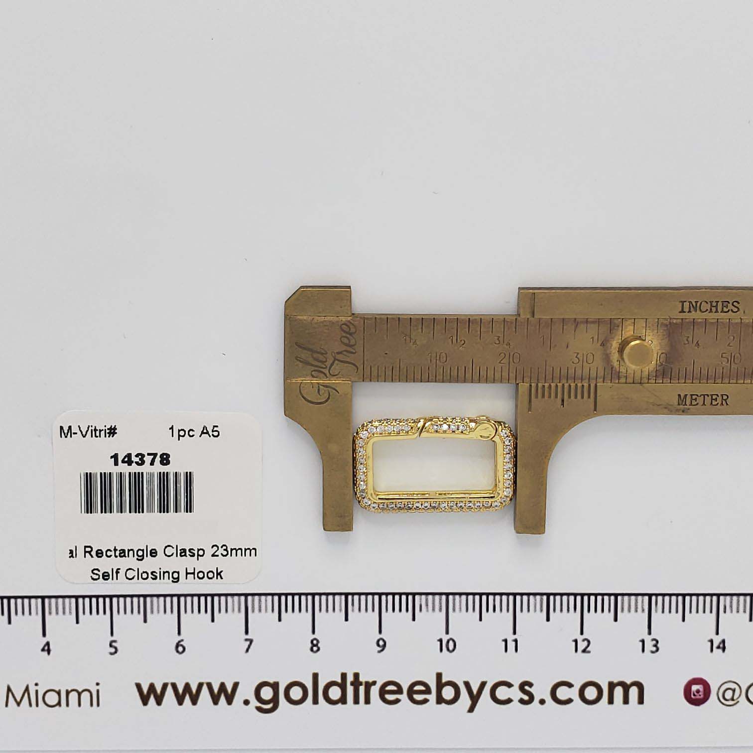 14378 Gold Rectangle Clasp with Crystals