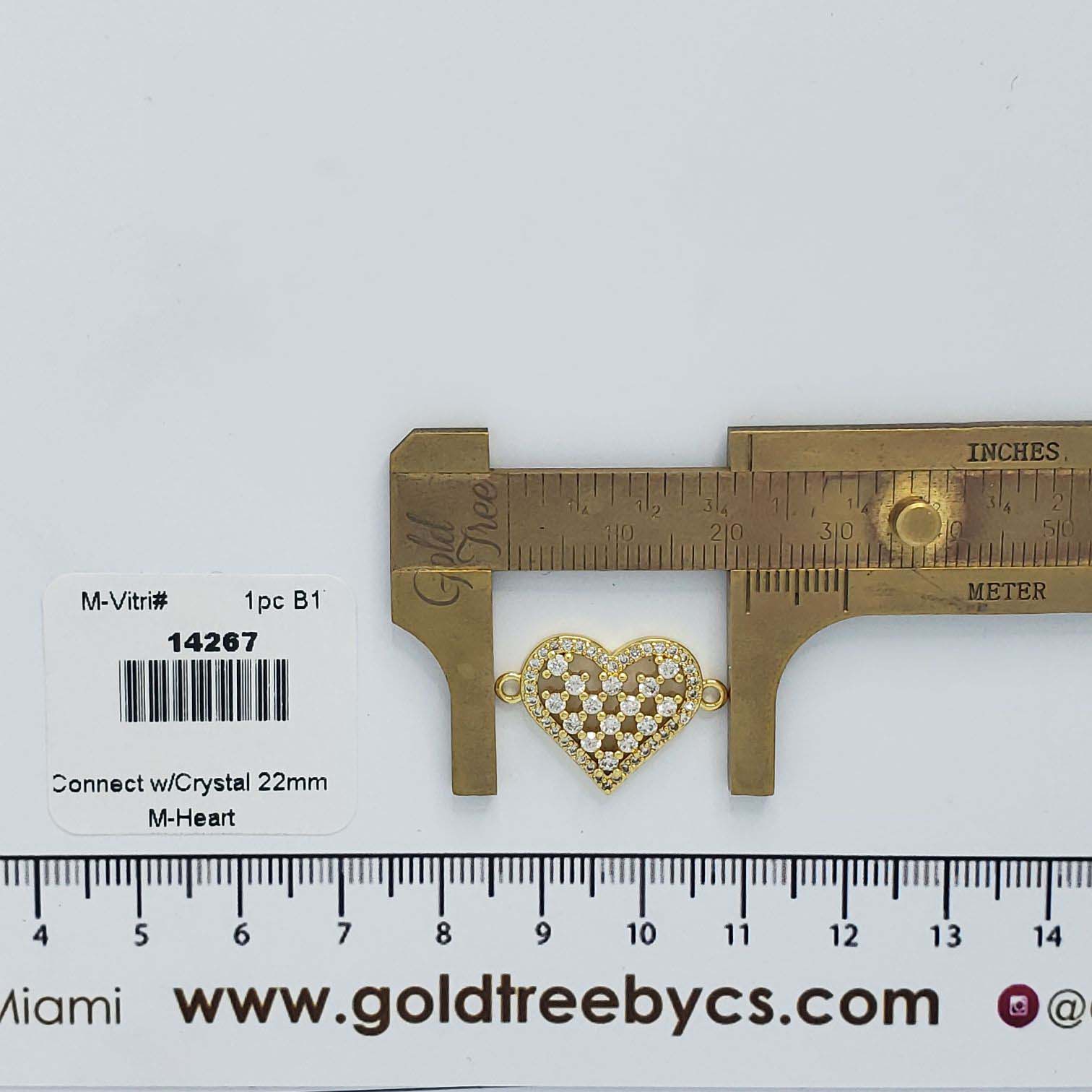 14267 Heart Connector with Crystal